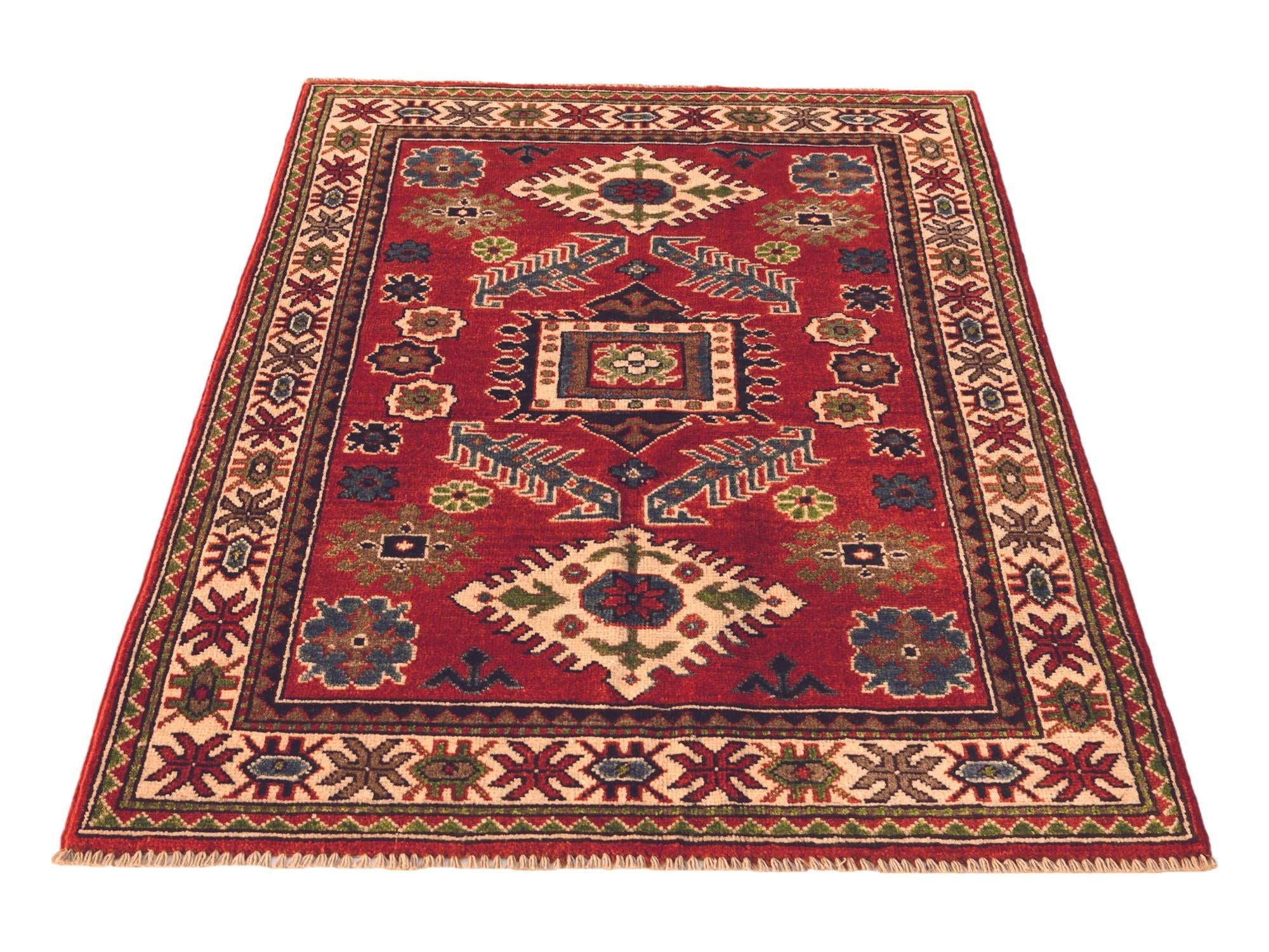 3' 2 x 4' 9 Hand Knotted Kazak Rug