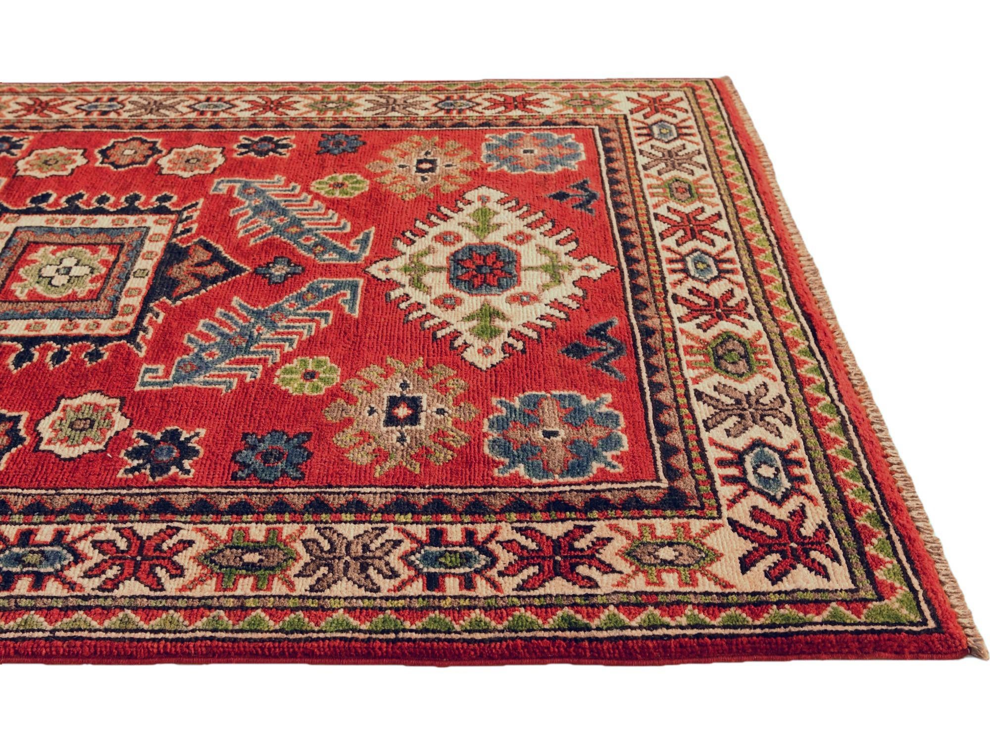 3' 2 x 4' 9 Hand Knotted Kazak Rug