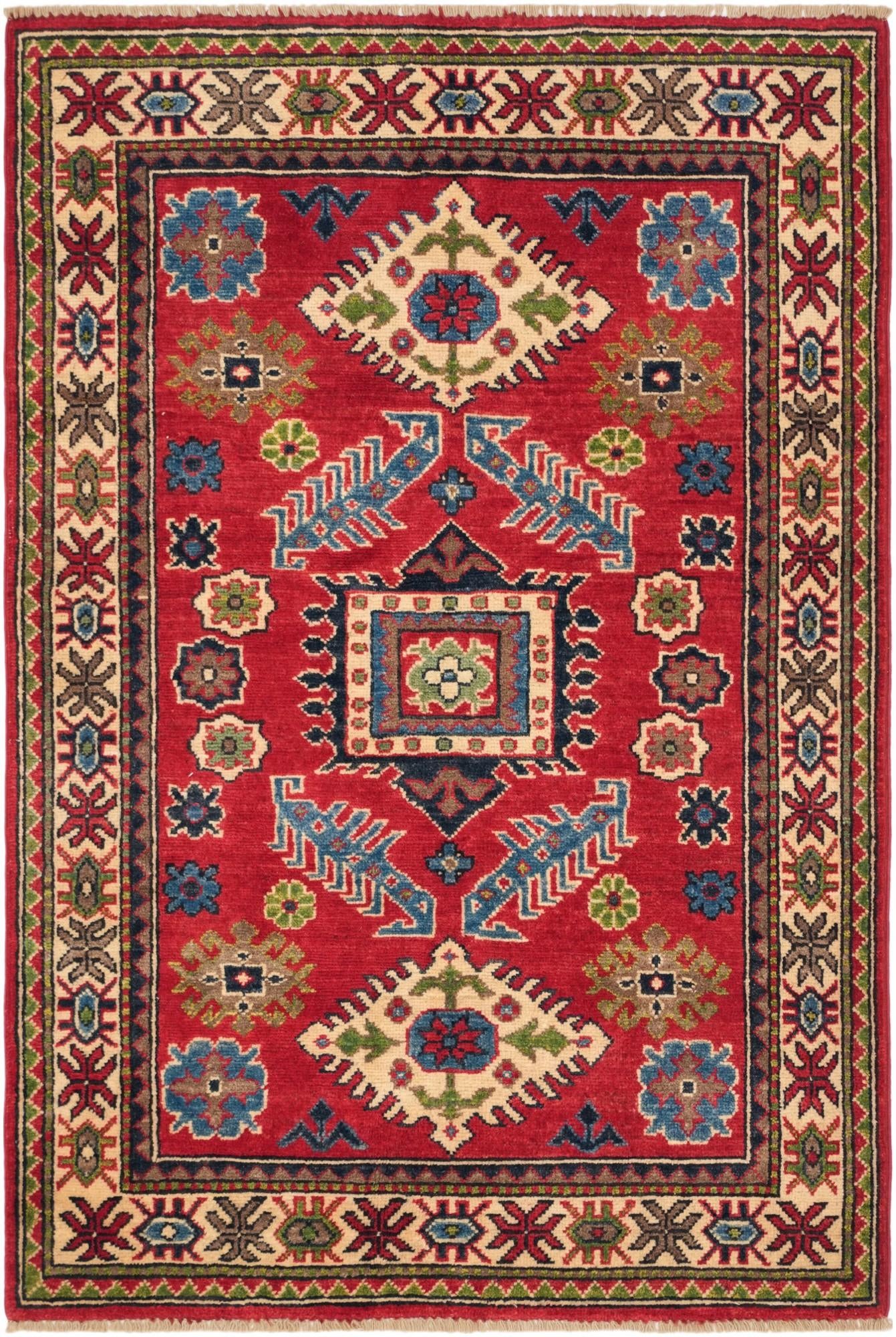 3' 2 x 4' 9 Hand Knotted Kazak Rug