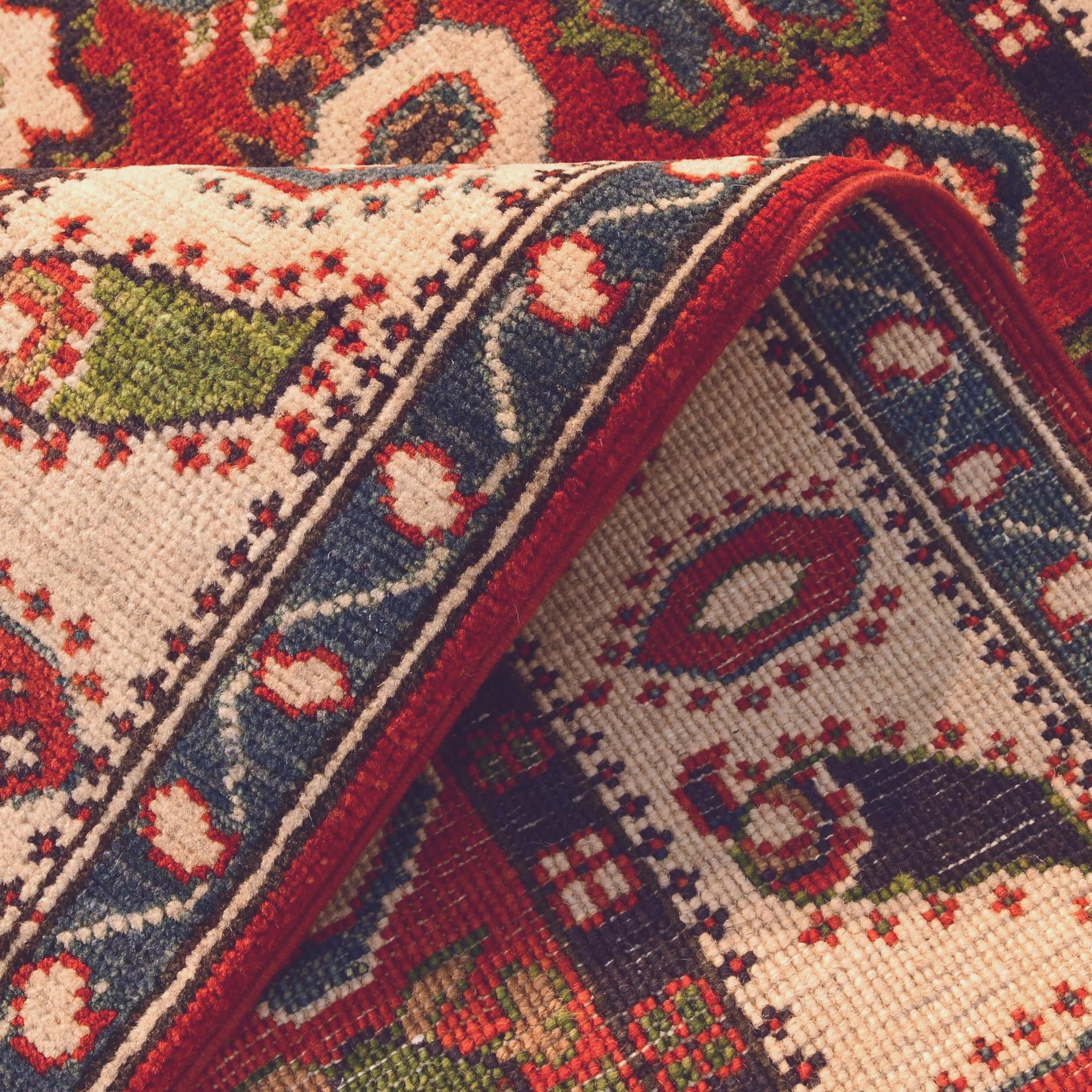 3' 4 x 4' 10 Hand Knotted Kazak Rug