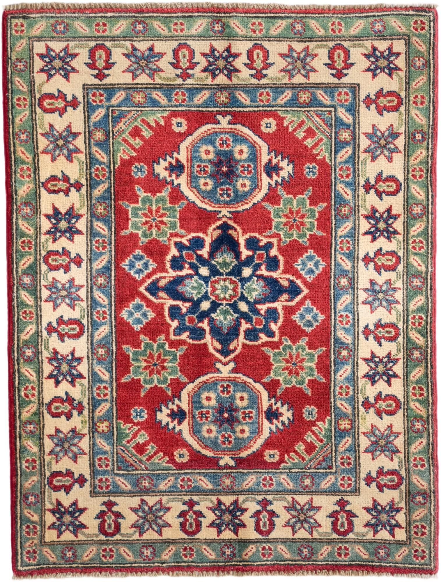 2' 11 x 3' 11 Hand Knotted Kazak Rug