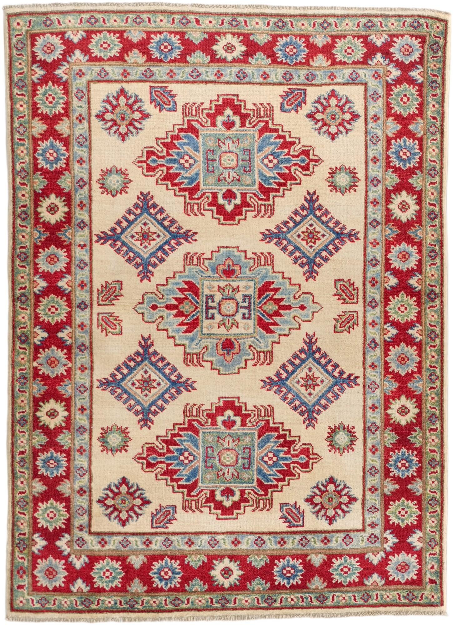 3' 5 x 4' 9 Hand Knotted Kazak Rug