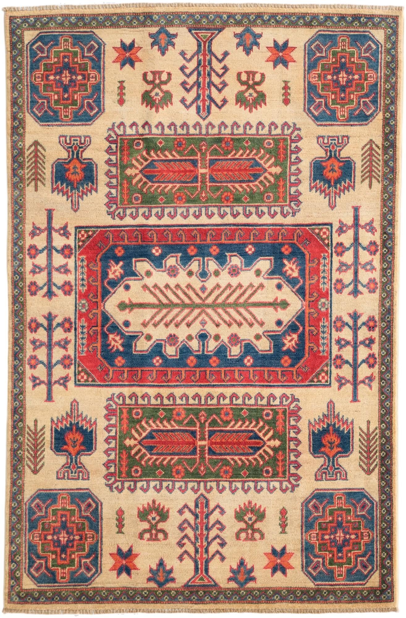 3' 11 x 6' Hand Knotted Kazak Rug