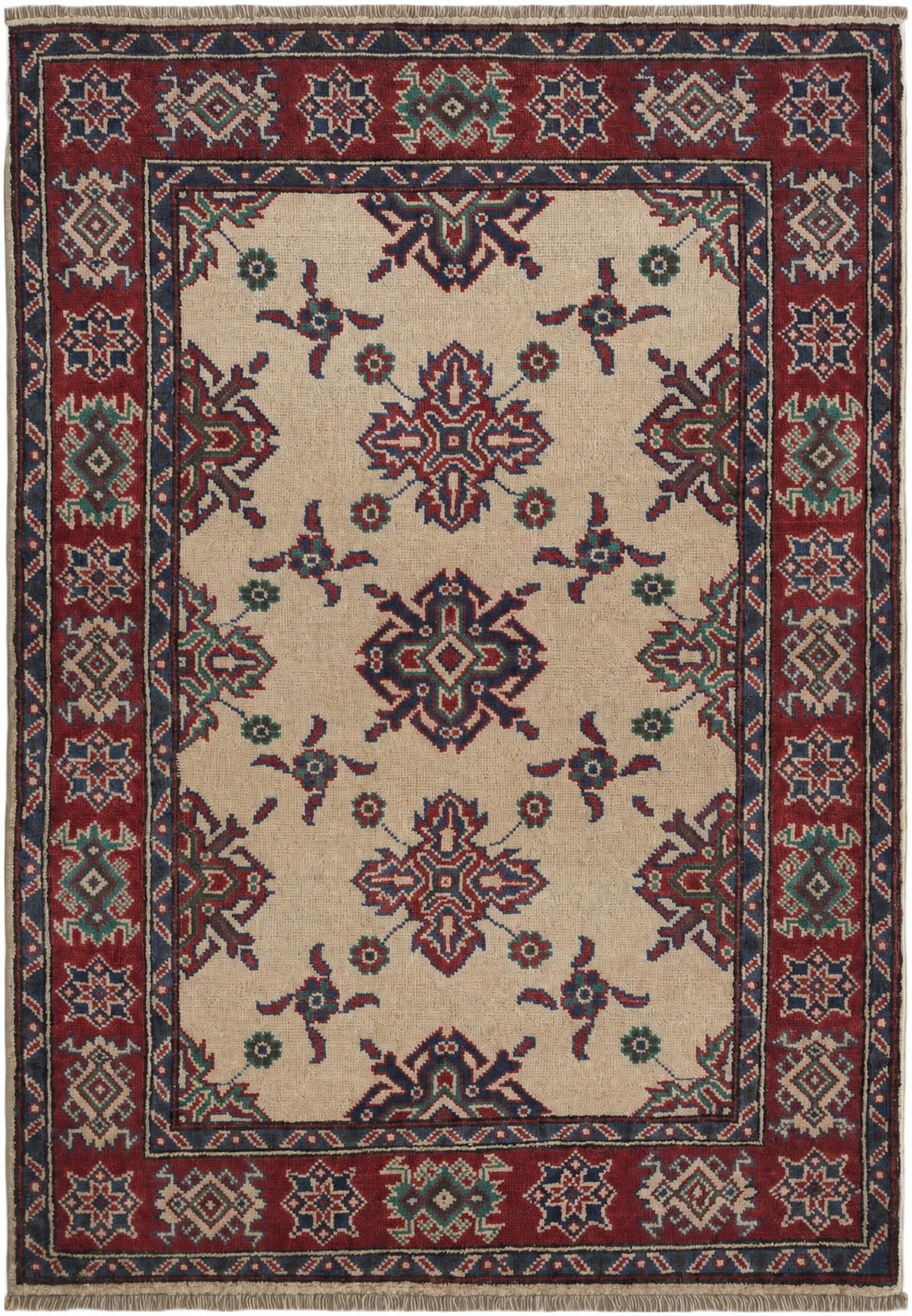 3' 4 x 4' 9 Hand Knotted Kazak Rug