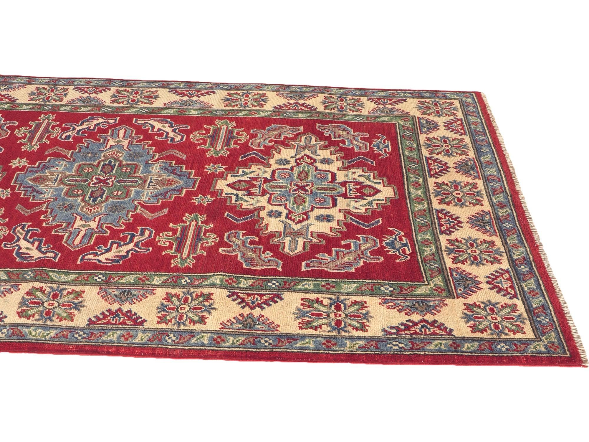 Detail image 6 of 10: 4' 1 x 6' 4 Hand Knotted Kazak Rug