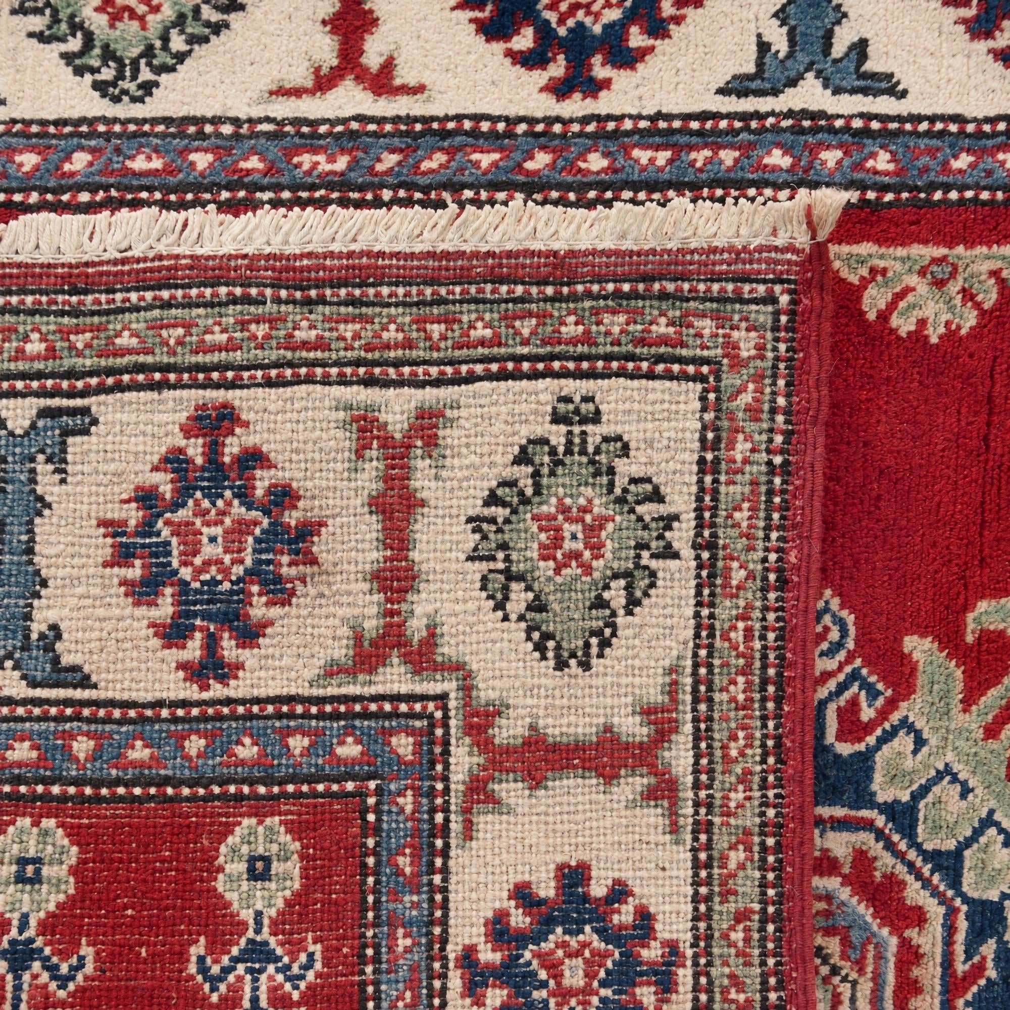 3' 4 x 4' 11 Hand Knotted Kazak Rug