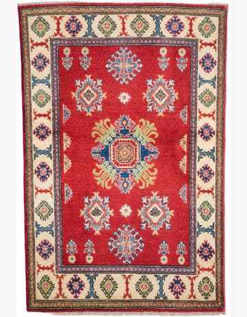 3' 4 x 4' 11 Hand Knotted Kazak Rug