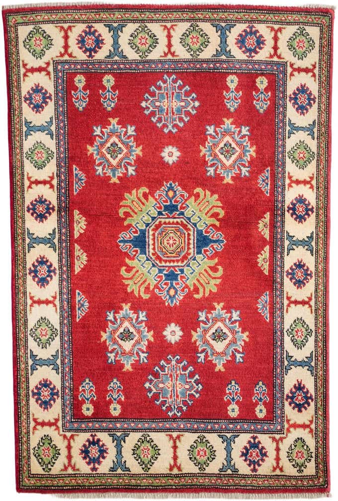 3' 4 x 4' 11 Hand Knotted Kazak Rug