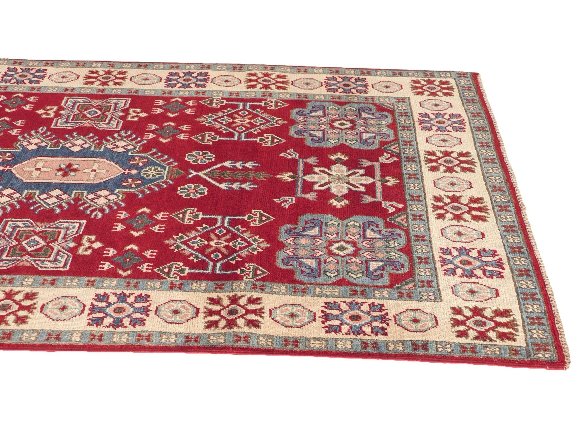 Detail image 6 of 12: 4' 1 x 5' 9 Hand Knotted Kazak Rug