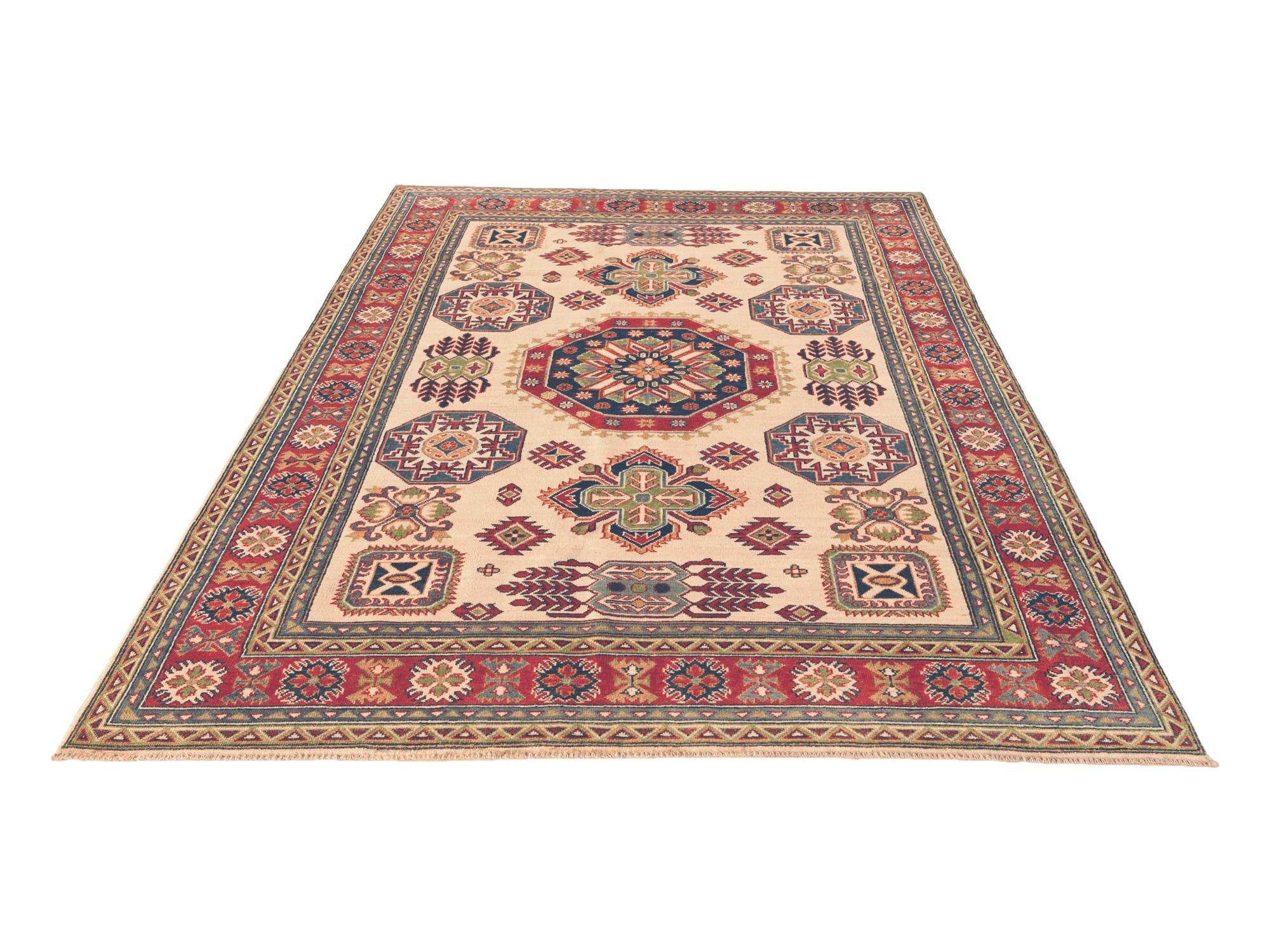 6' 4 x 9' 2 Hand Knotted Kazak Rug