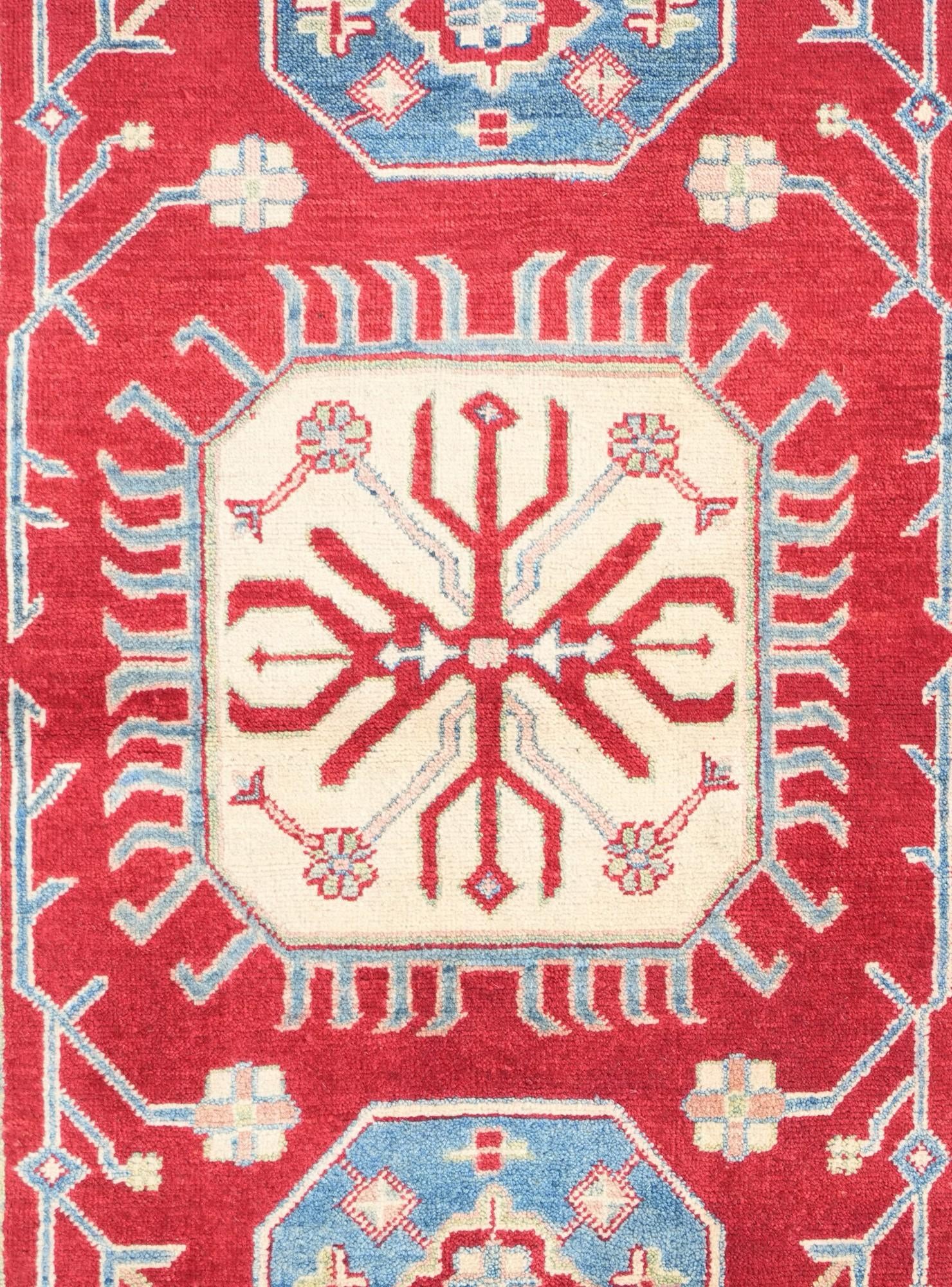 3' 4 x 4' 11 Hand Knotted Kazak Rug