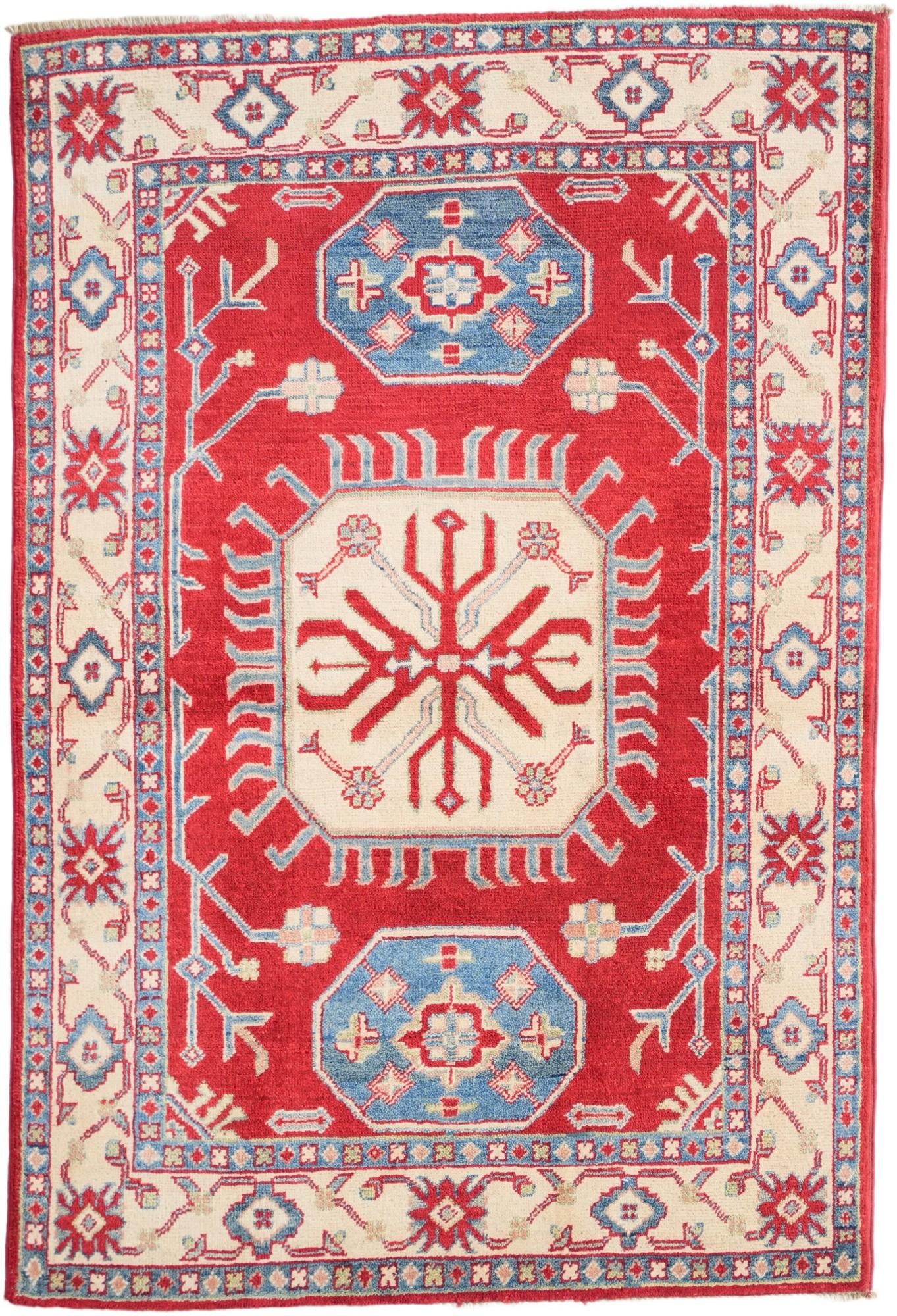 3' 4 x 4' 11 Hand Knotted Kazak Rug
