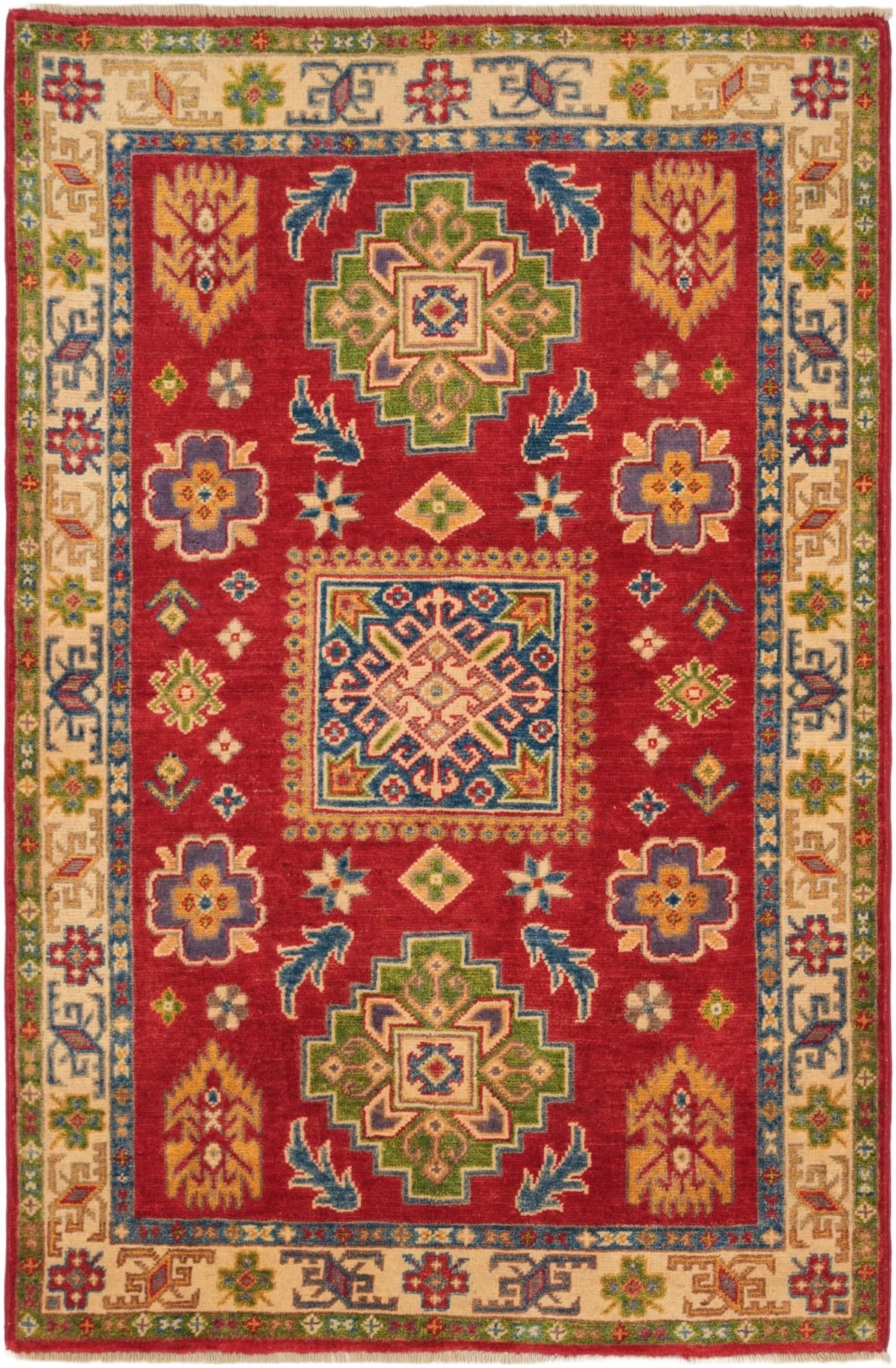 3' 3 x 4' 11 Hand Knotted Kazak Rug