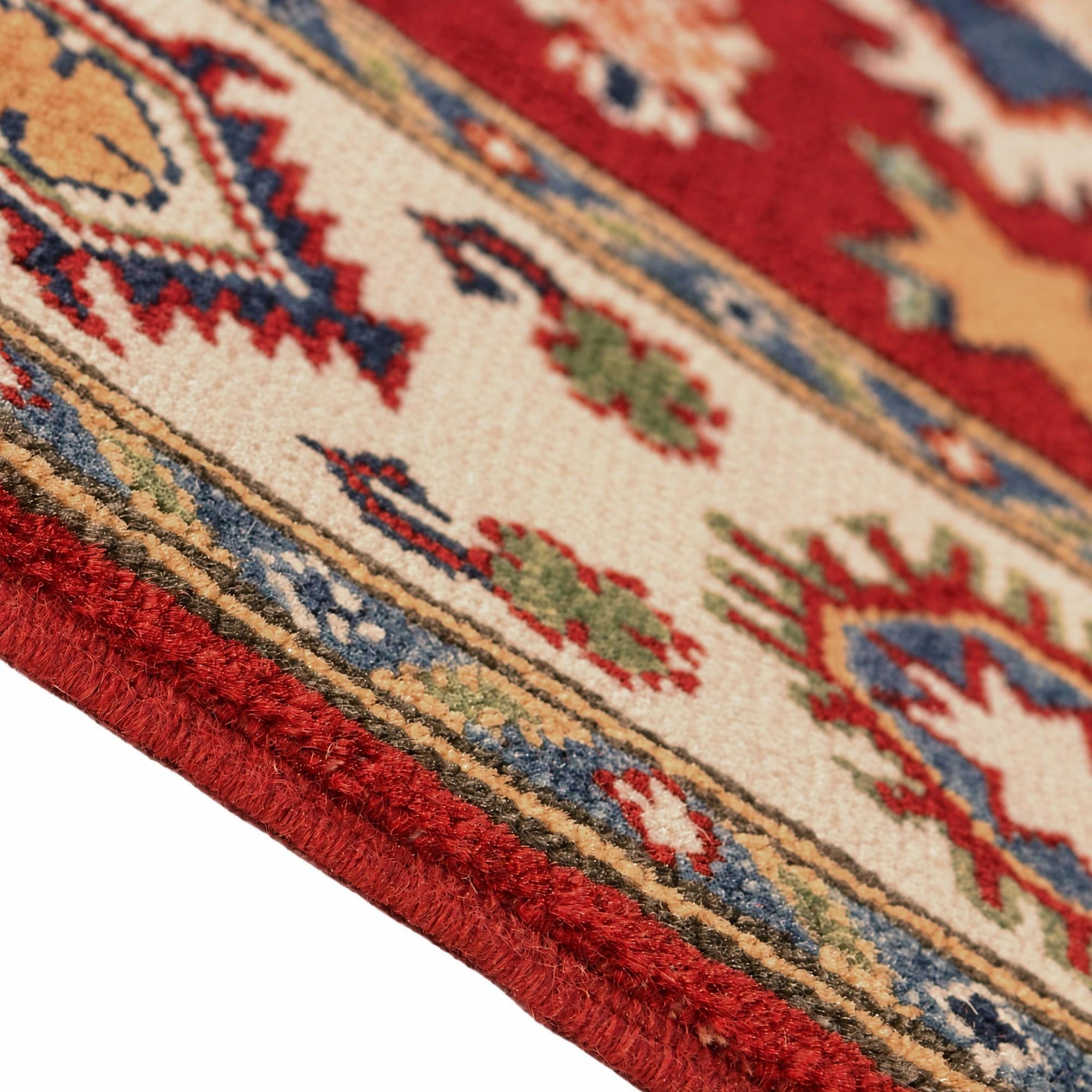 100cm x 140cm Handgeknüpft Kazak Teppich