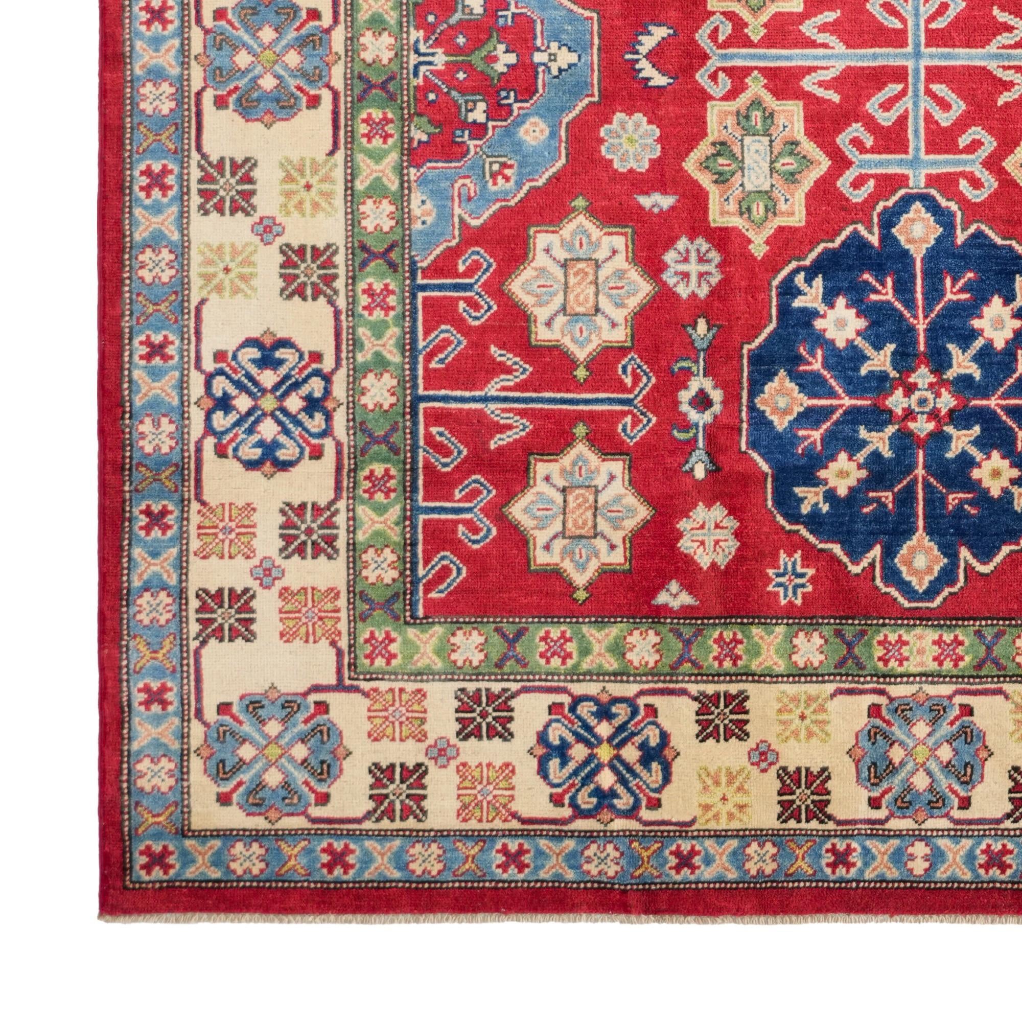 6' 3 x 9' 1 Hand Knotted Kazak Rug