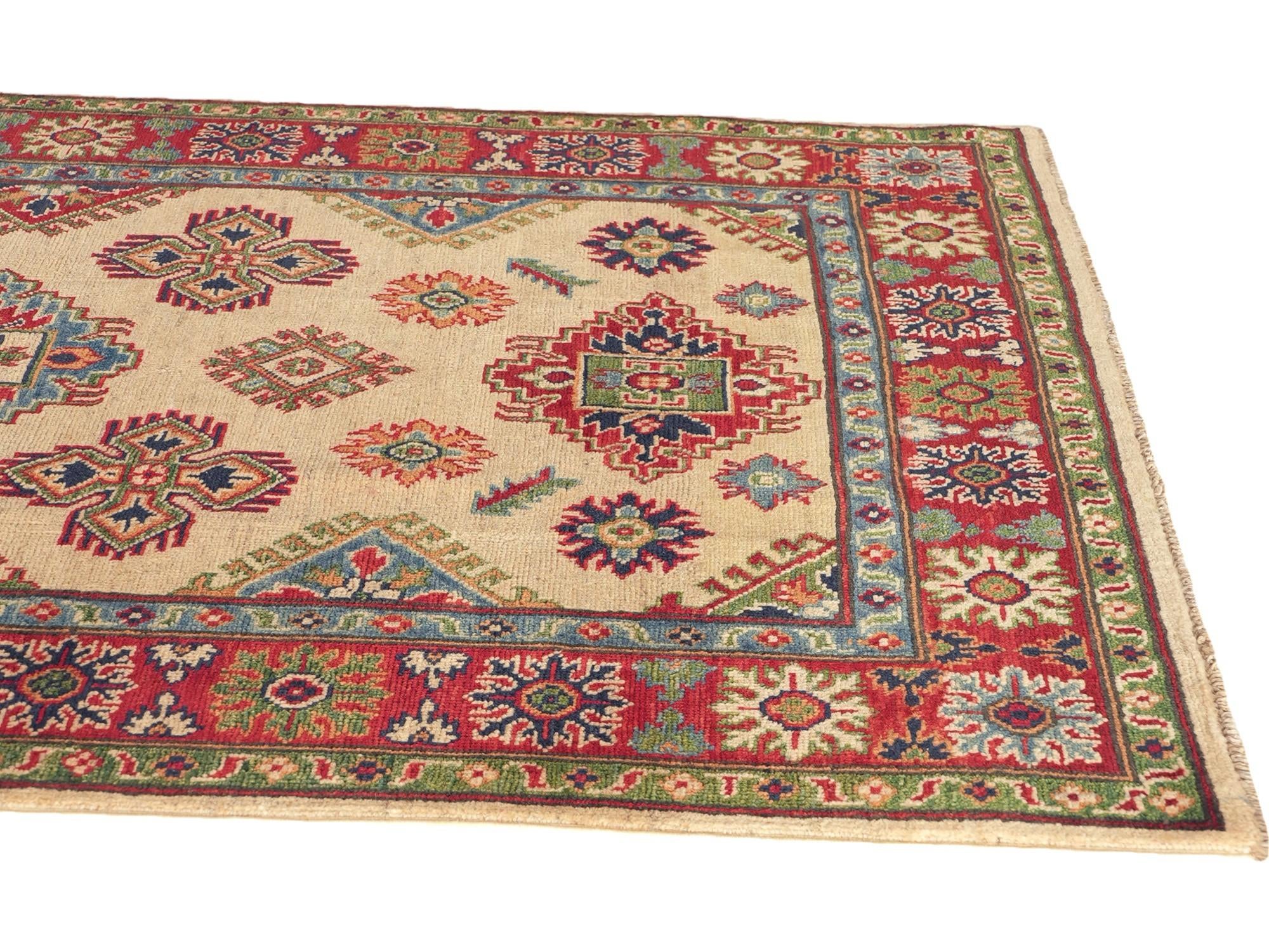 Detail image 6 of 12: 4' 2 x 6' Hand Knotted Kazak Rug