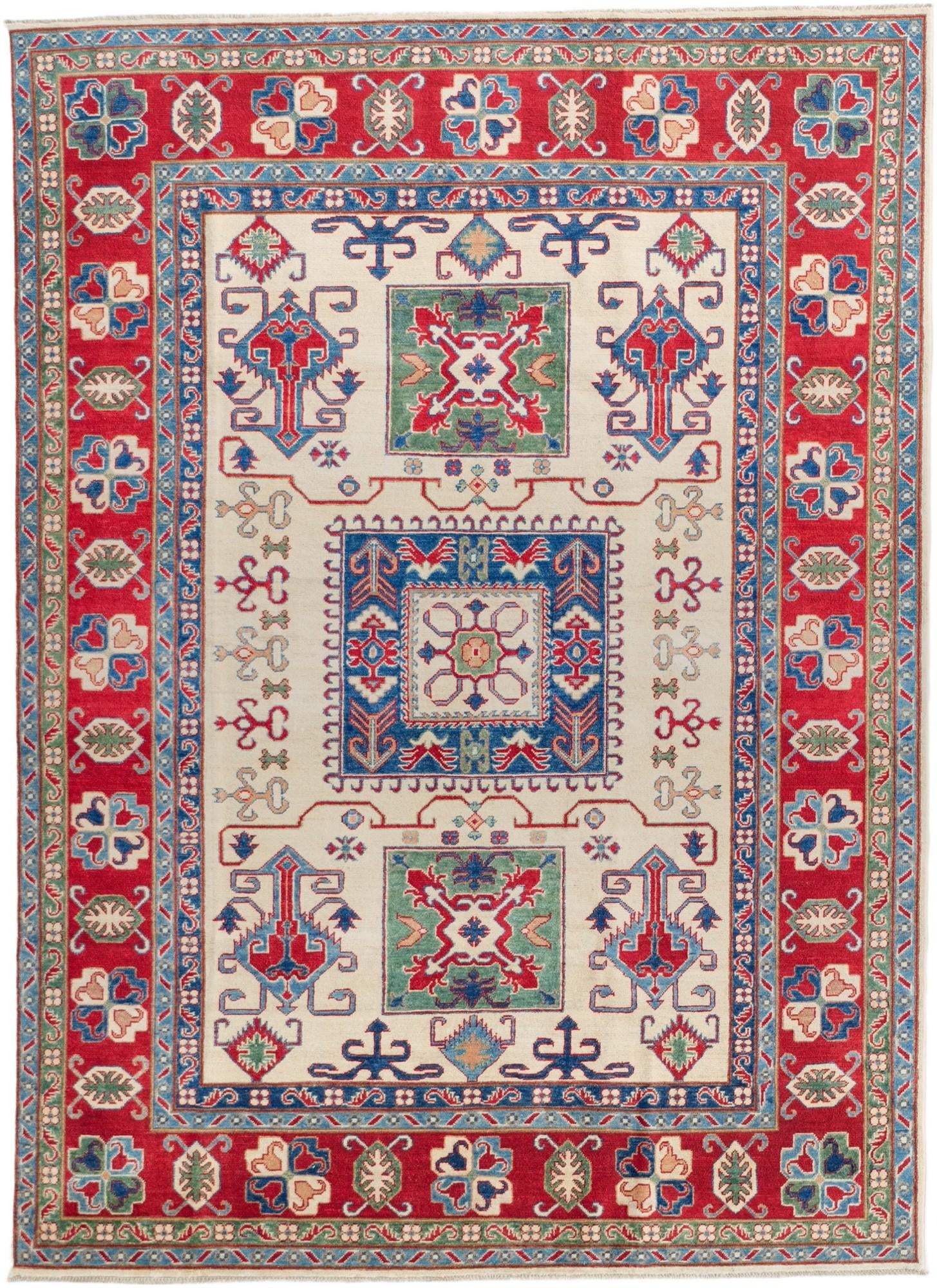 6' 11 x 9' 6 Hand Knotted Kazak Rug