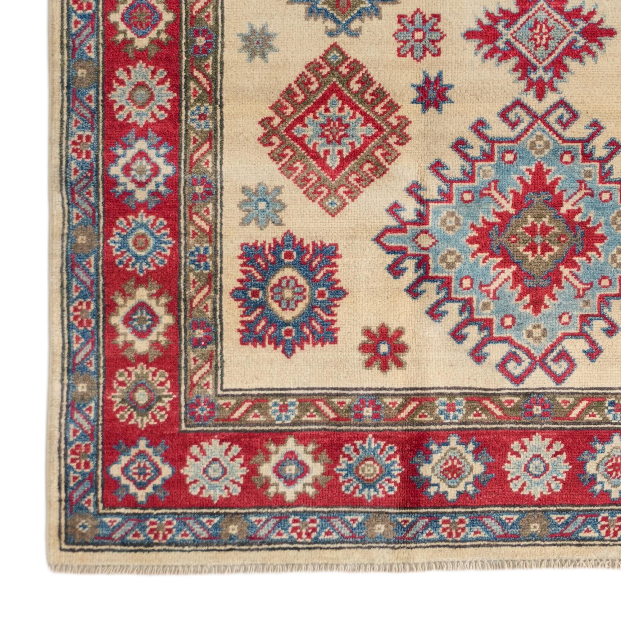 4' 3 x 6' 1 Hand Knotted Kazak Rug