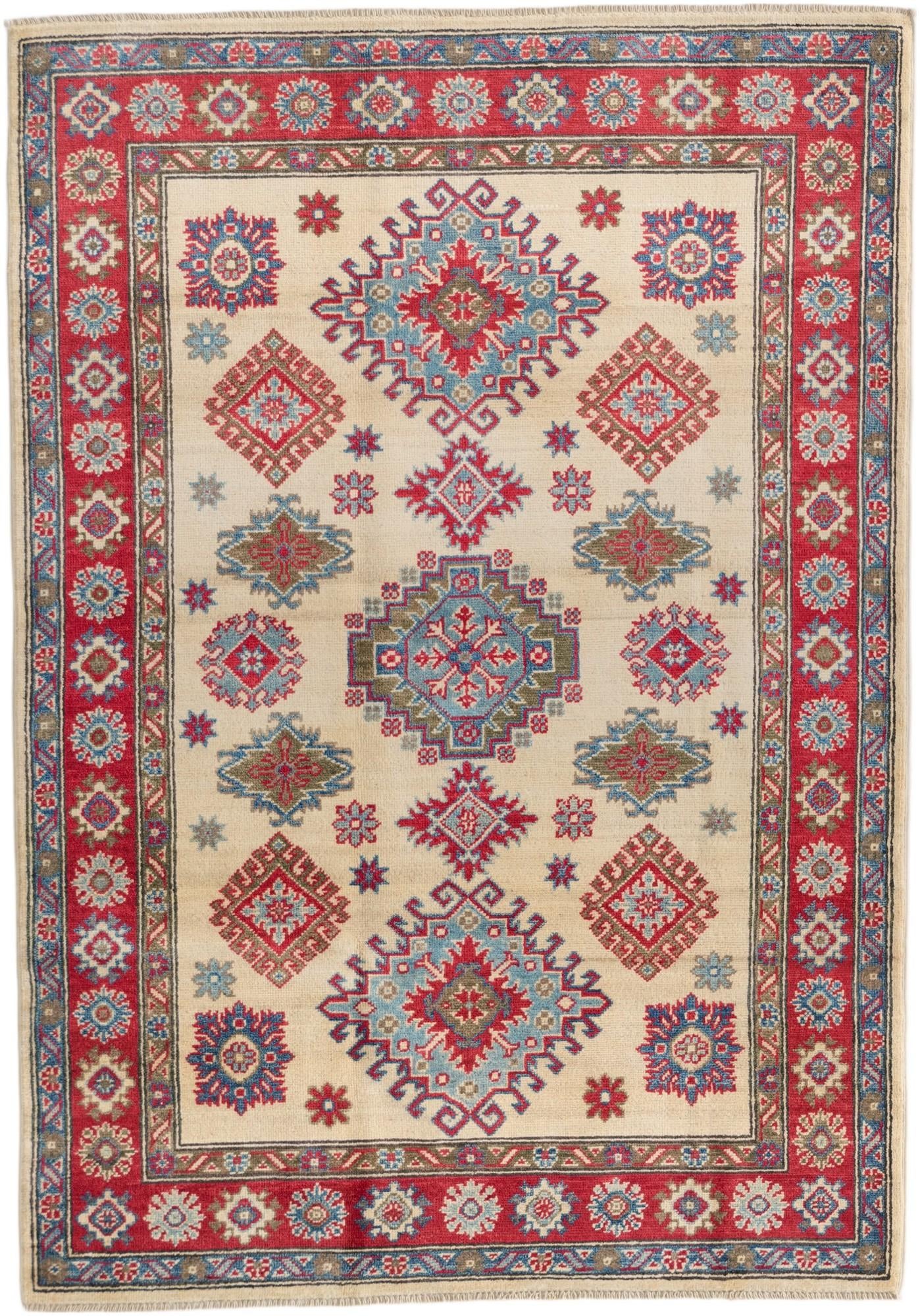 4' 3 x 6' 1 Hand Knotted Kazak Rug