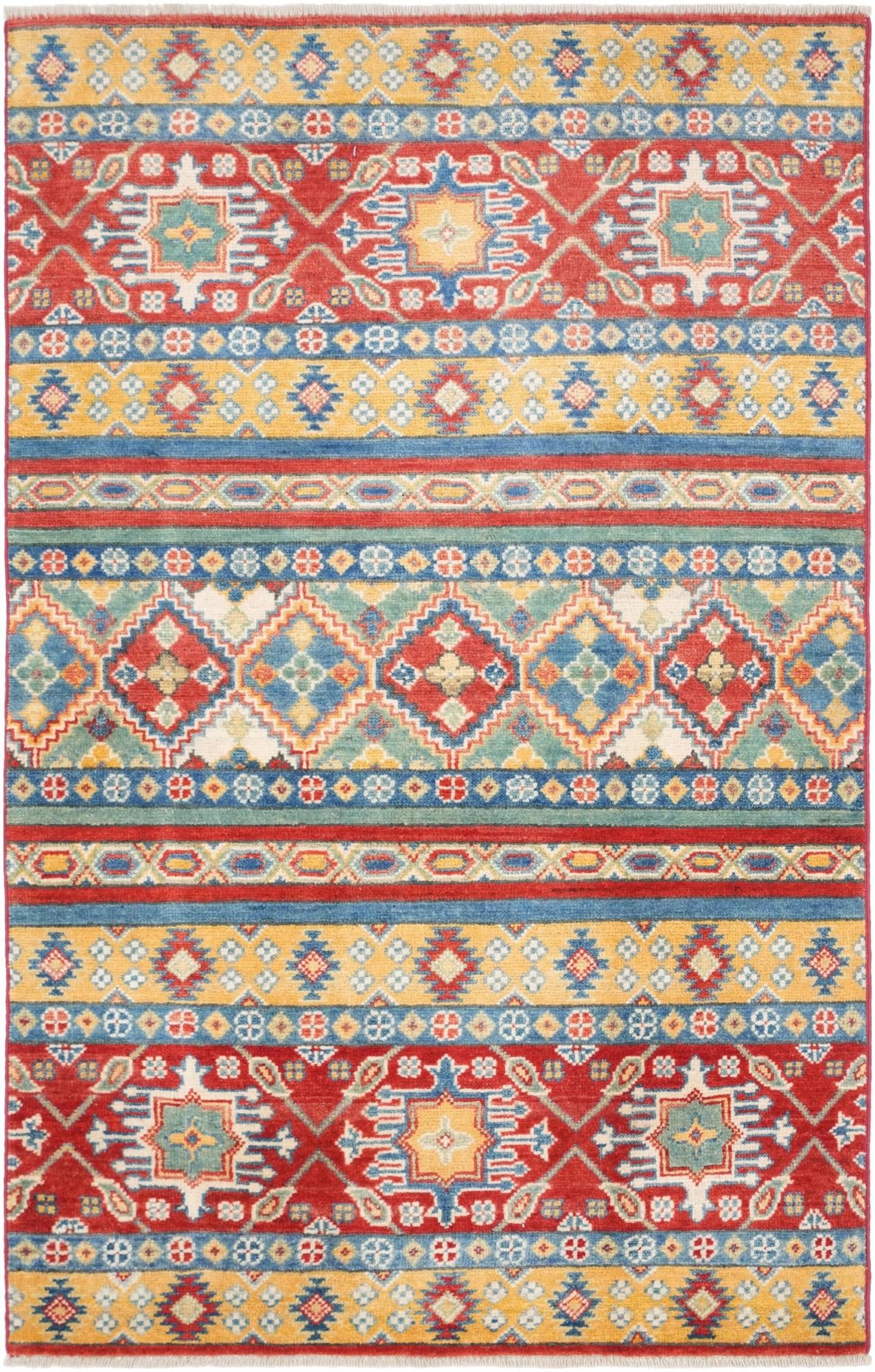 3' 2 x 4' 11 Hand Knotted Kazak Rug