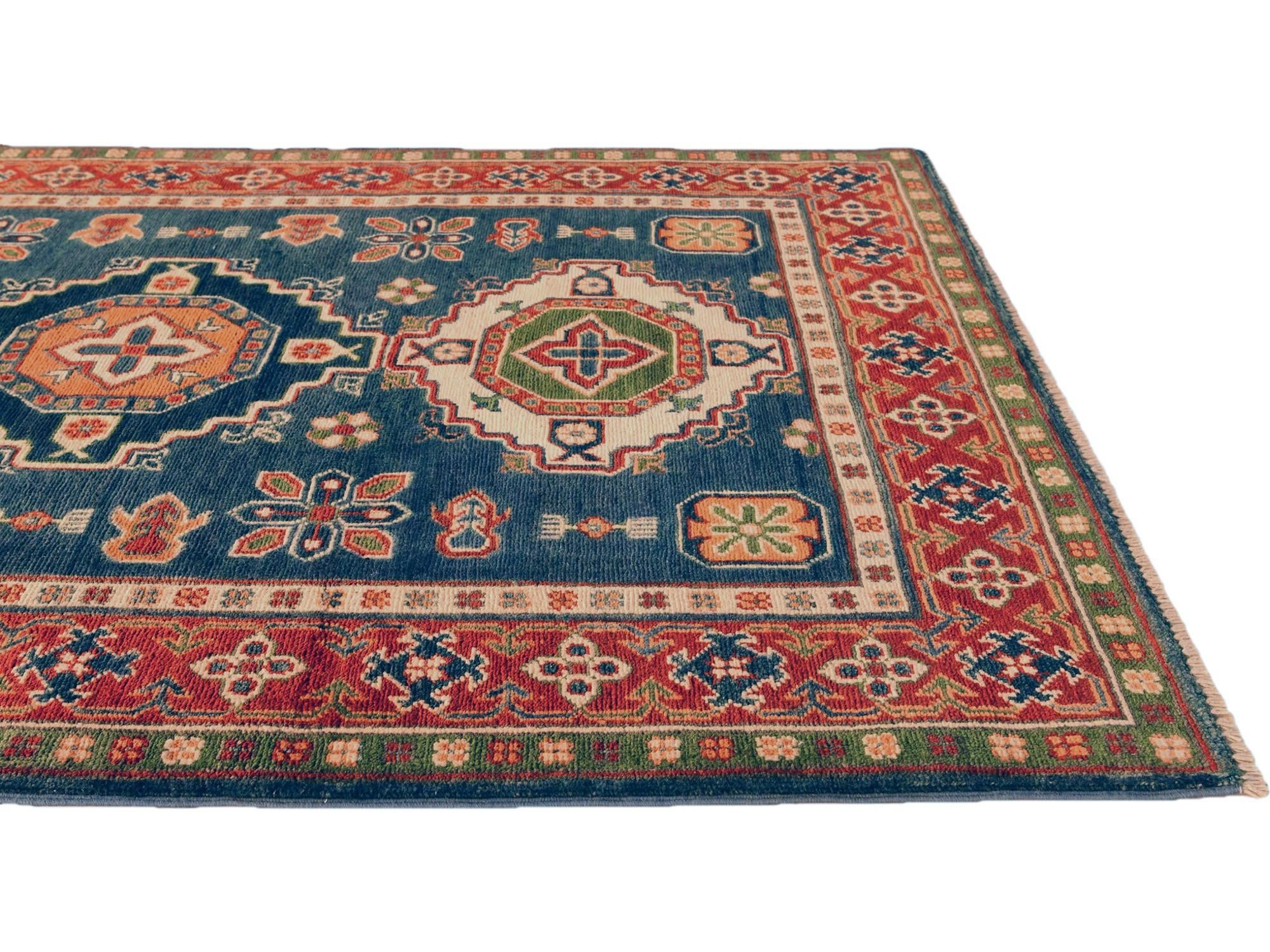 4' x 5' 8 Hand Knotted Kazak Rug