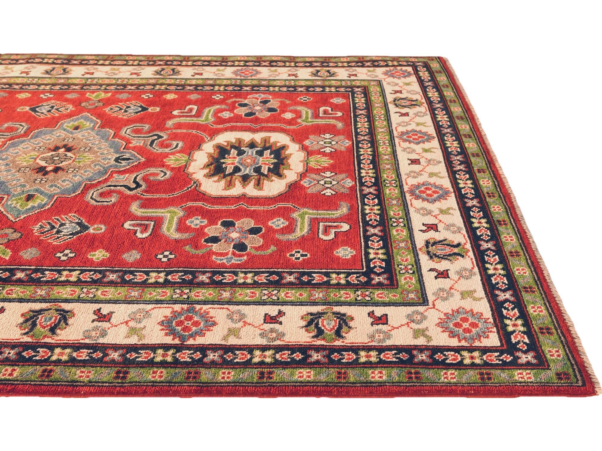 5' 1 x 6' 7 Hand Knotted Kazak Rug