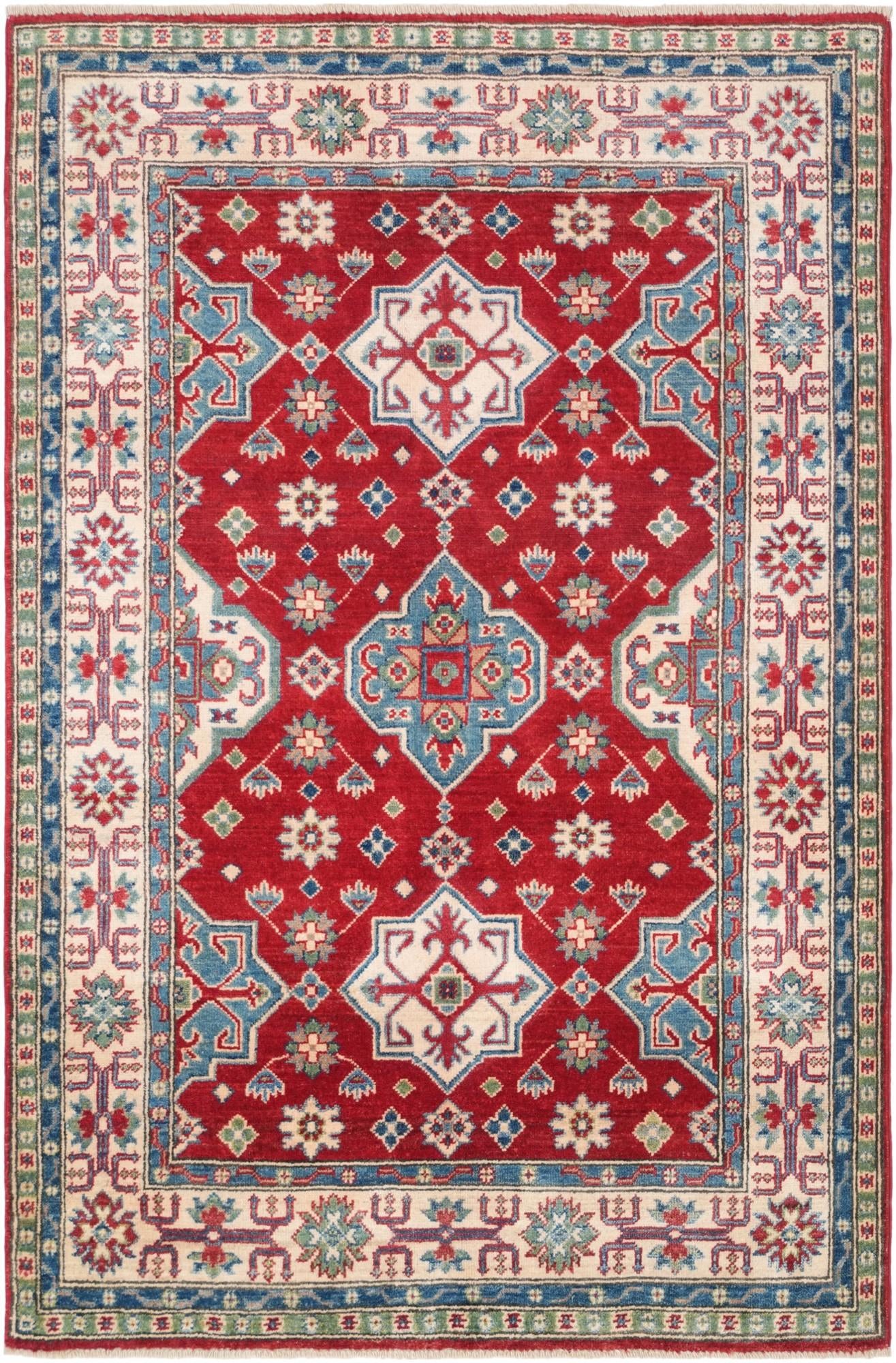 4' x 6' 1 Hand Knotted Kazak Rug