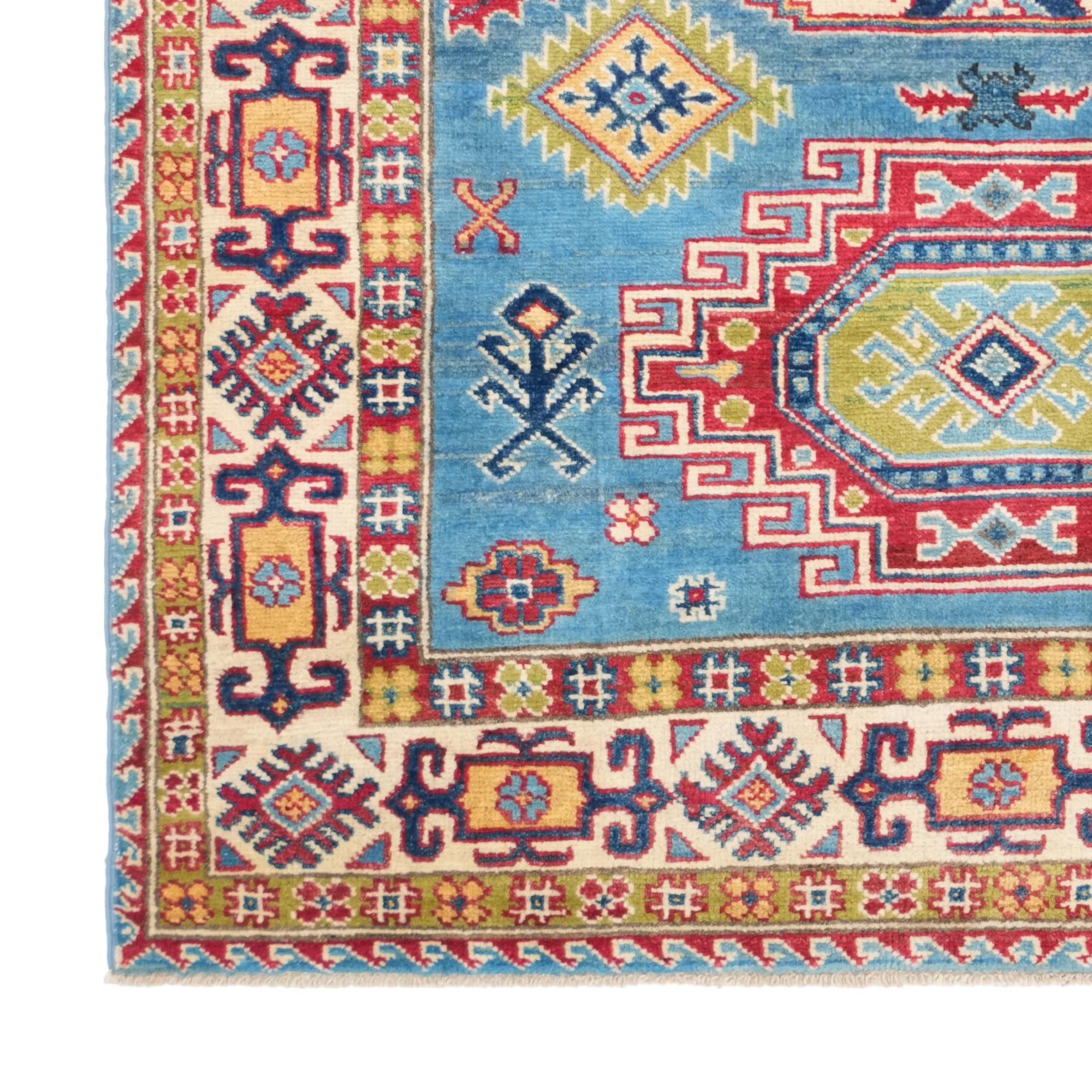 4' x 5' 7 Hand Knotted Kazak Rug