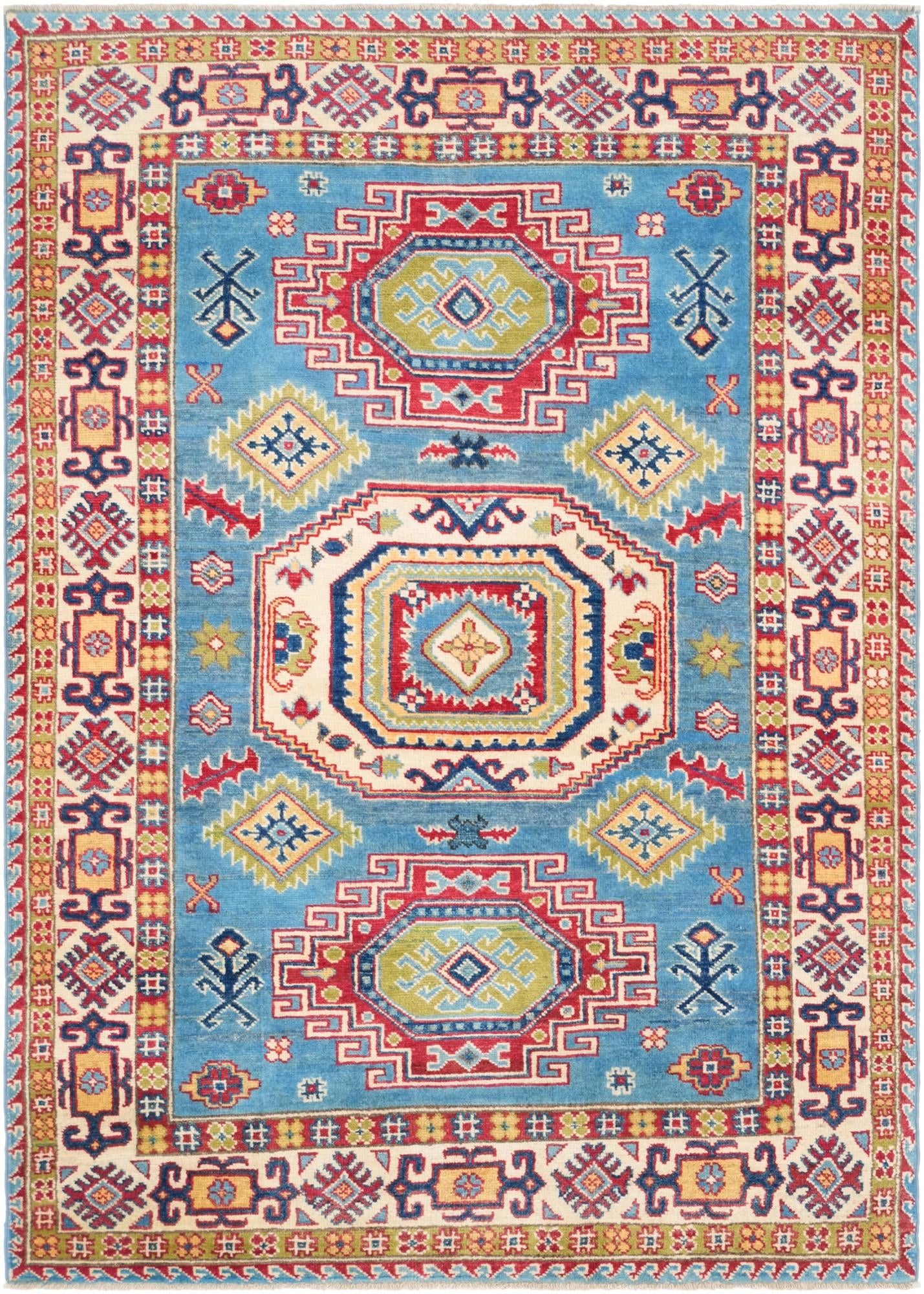 4' x 5' 7 Hand Knotted Kazak Rug
