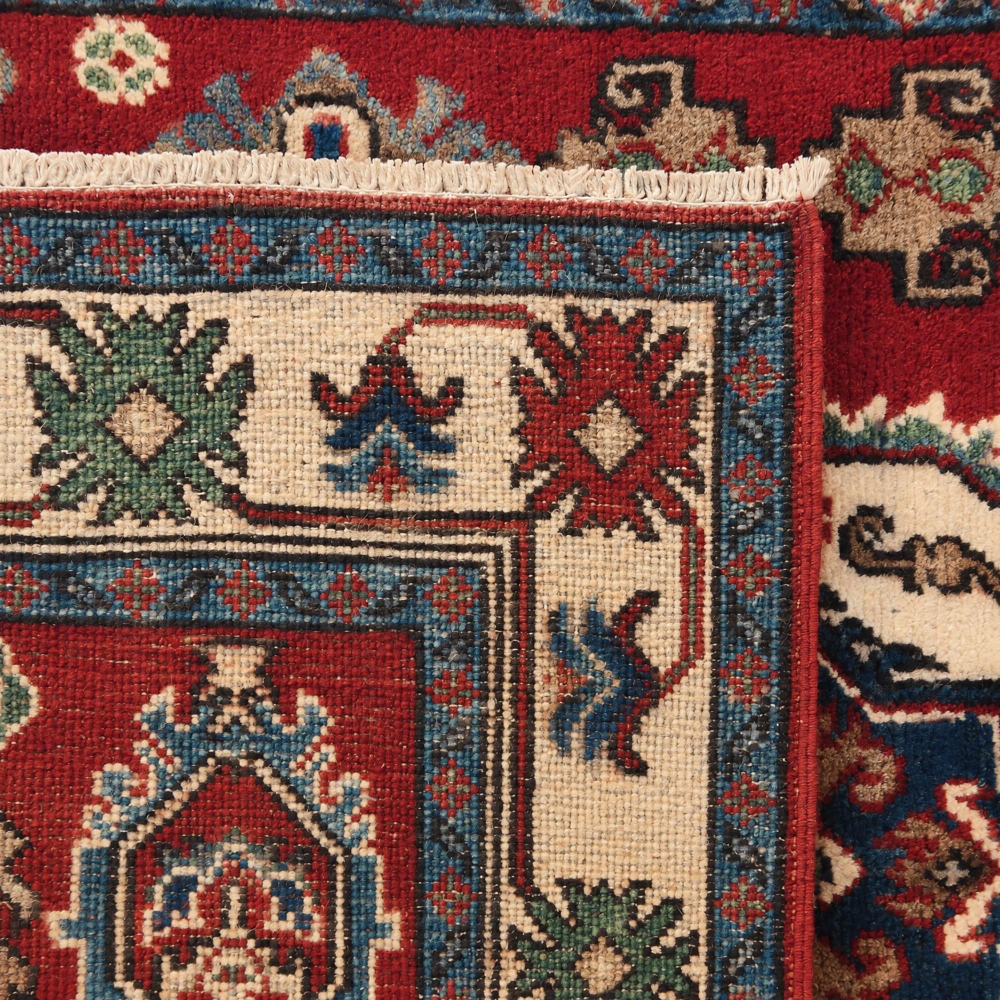 100cm x 145cm Handgeknüpft Kazak Teppich