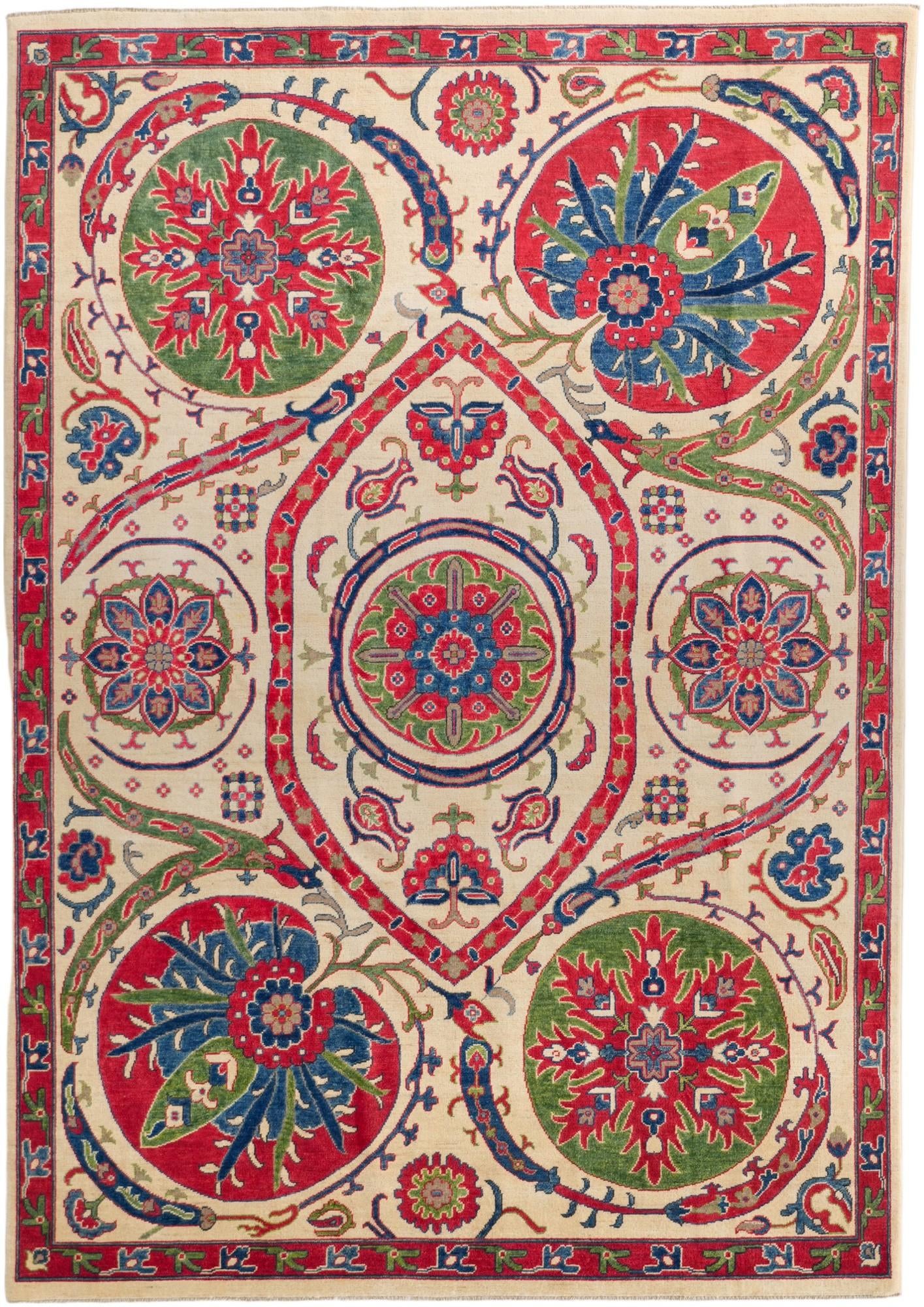 6' 11 x 9' 10 Hand Knotted Kazak Rug