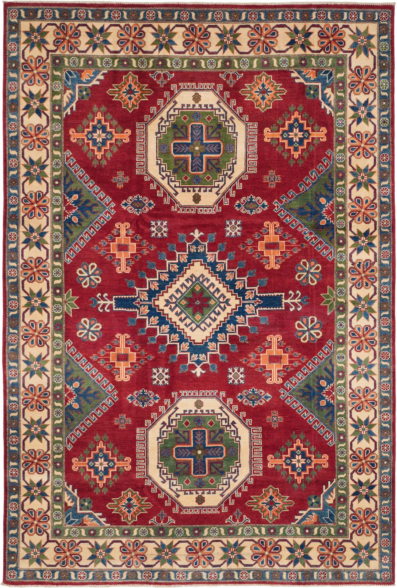 Detail image 2 of 10: 6' 7 x 9' 10 Hand Knotted Kazak Rug