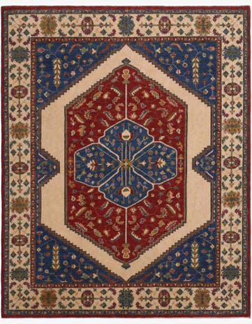 7' 11 x 9' 11 Hand Knotted Kazak Rug
