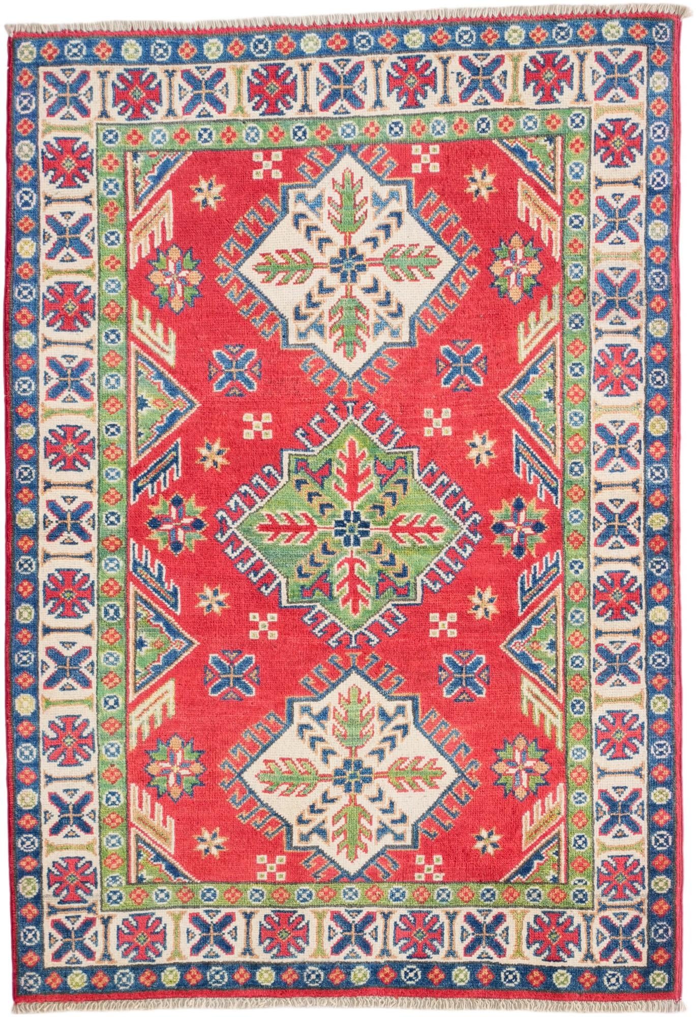 3' 2 x 4' 8 Hand Knotted Kazak Rug