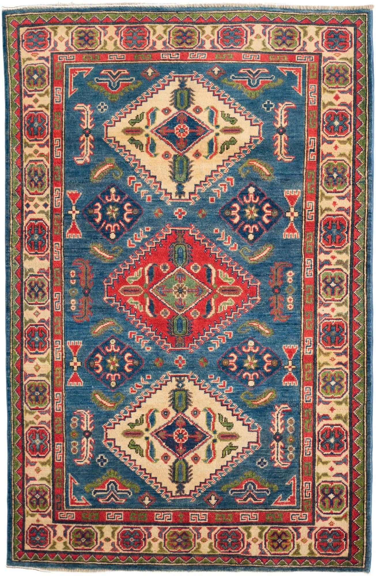 4' x 6' 2 Hand Knotted Kazak Rug