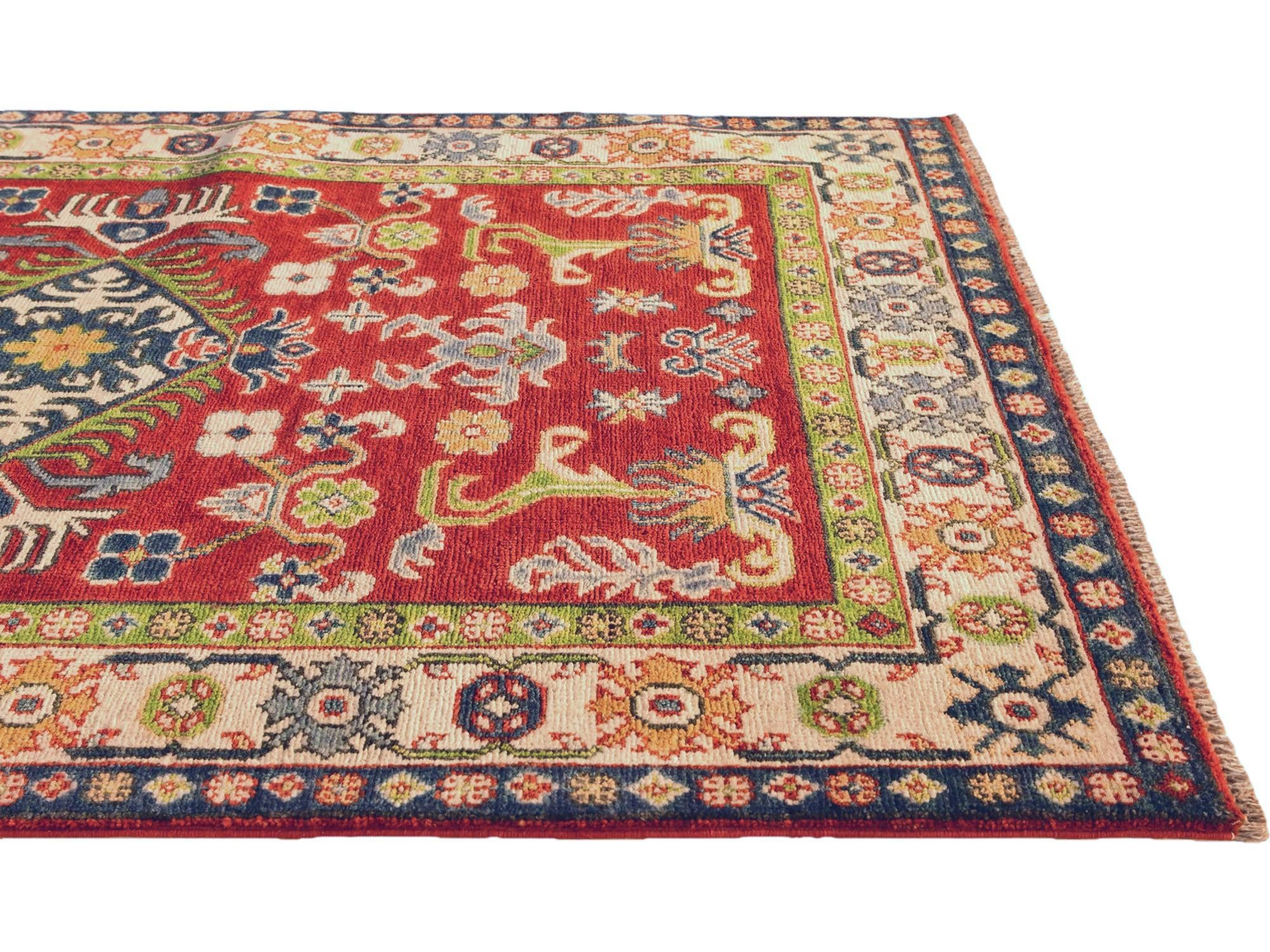 3' 4 x 5' 2 Hand Knotted Kazak Rug