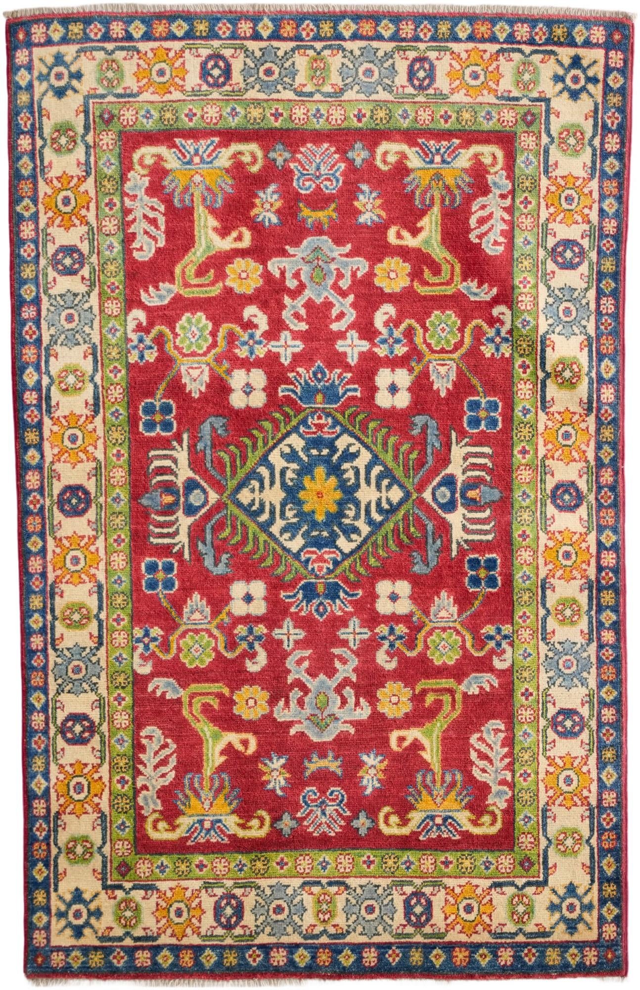 3' 4 x 5' 2 Hand Knotted Kazak Rug