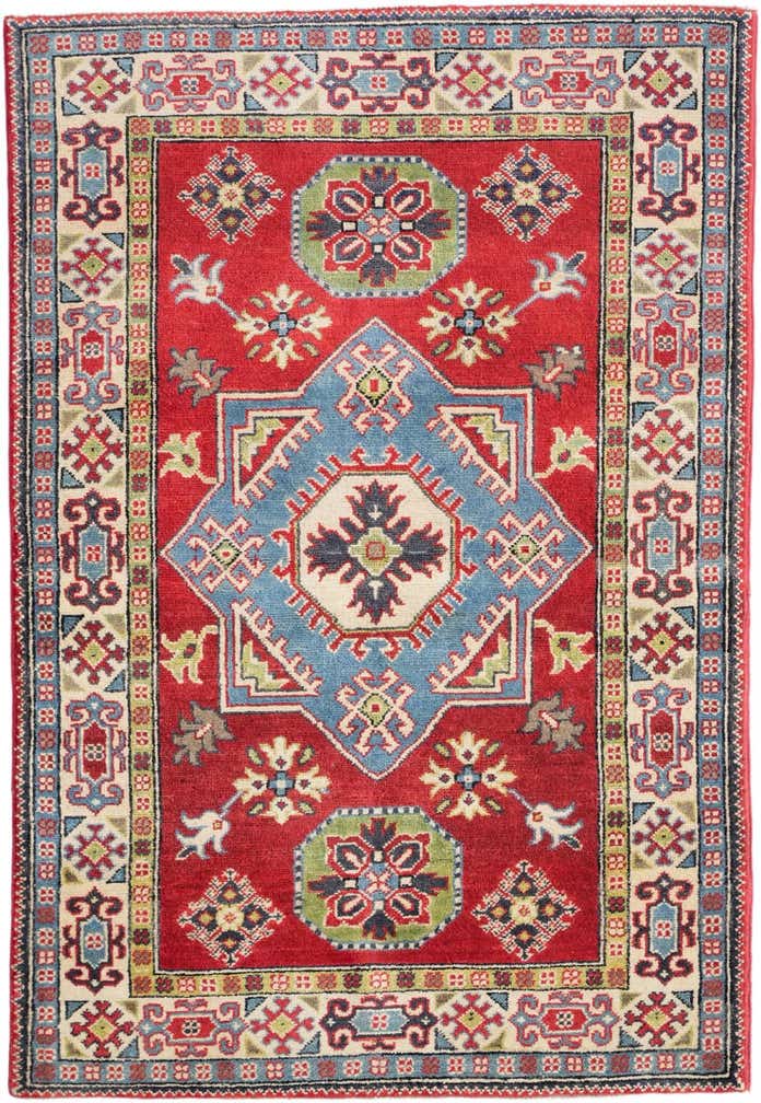 3' 4 x 4' 10 Hand Knotted Kazak Rug