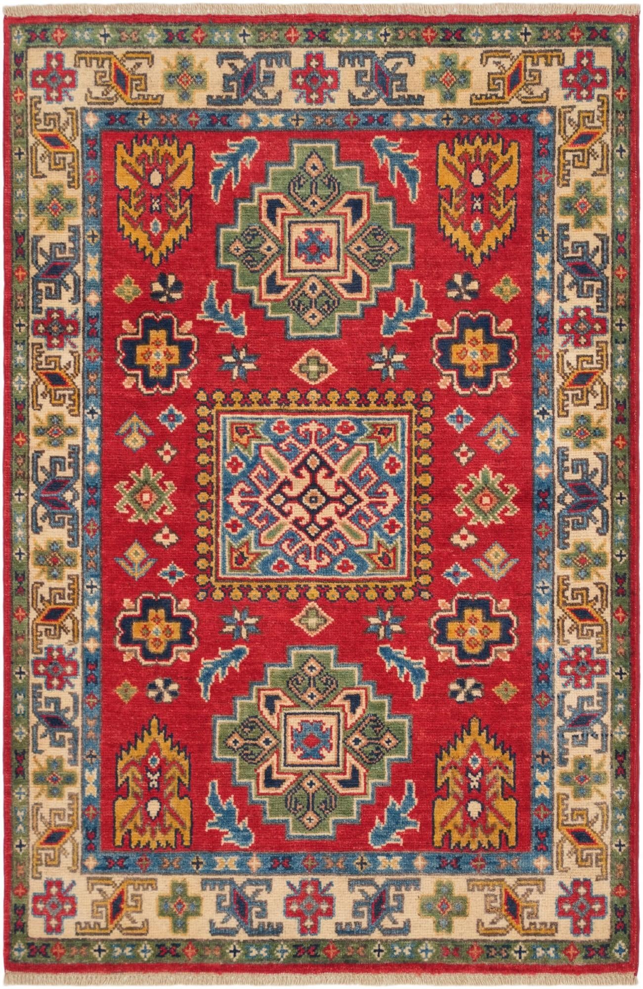 3' 3 x 4' 11 Hand Knotted Kazak Rug