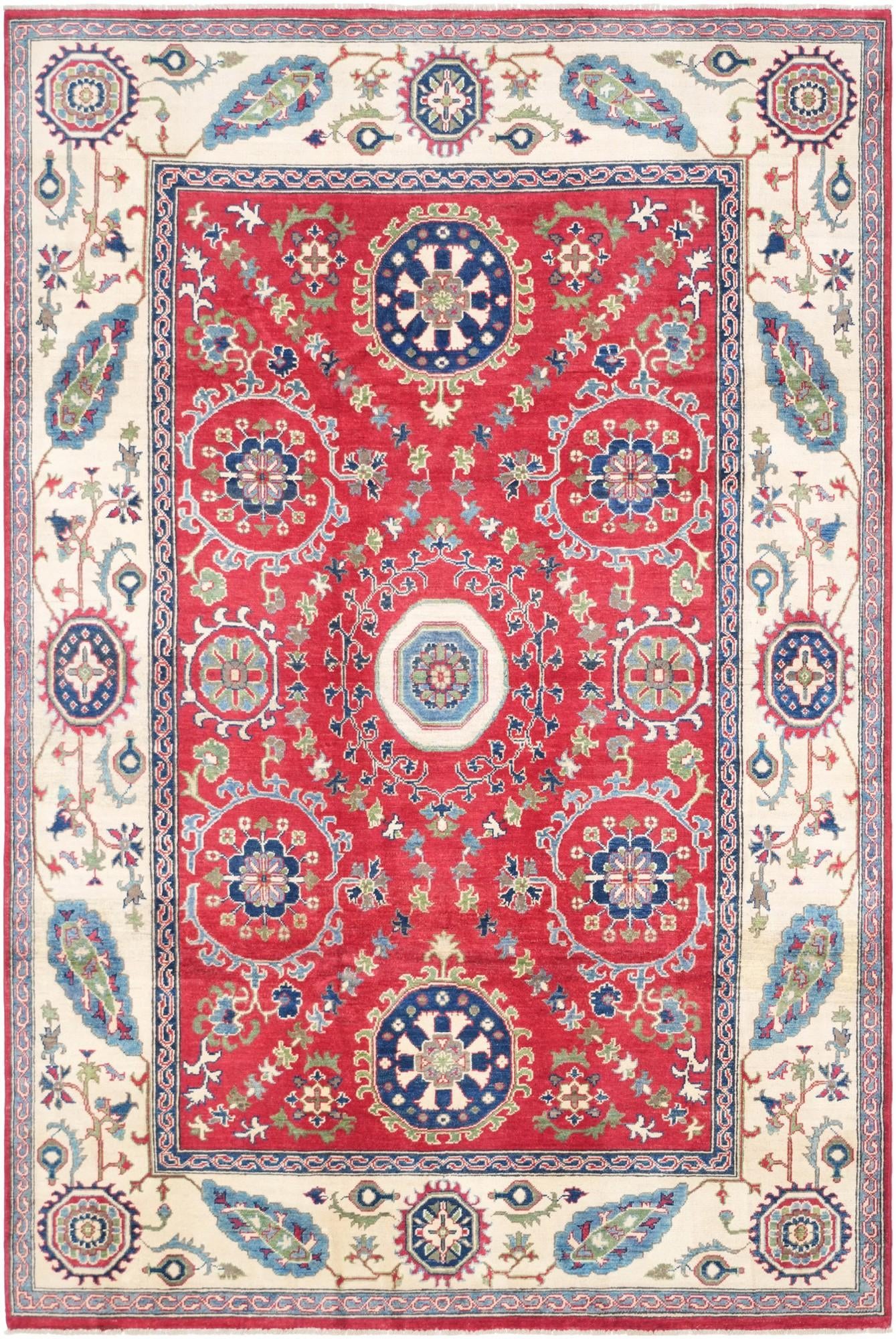 6' 5 x 9' 7 Hand Knotted Kazak Rug