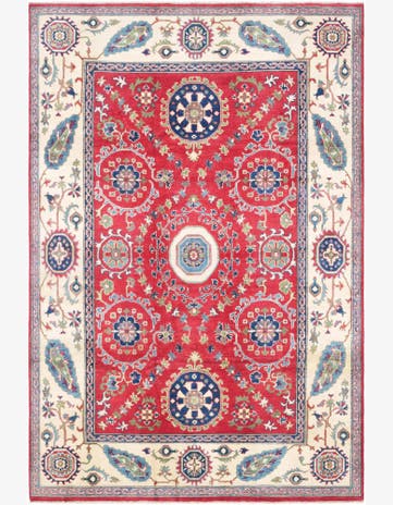 6' 5 x 9' 7 Hand Knotted Kazak Rug