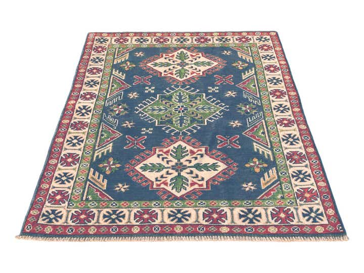 3' 4 x 4' 10 Hand Knotted Kazak Rug