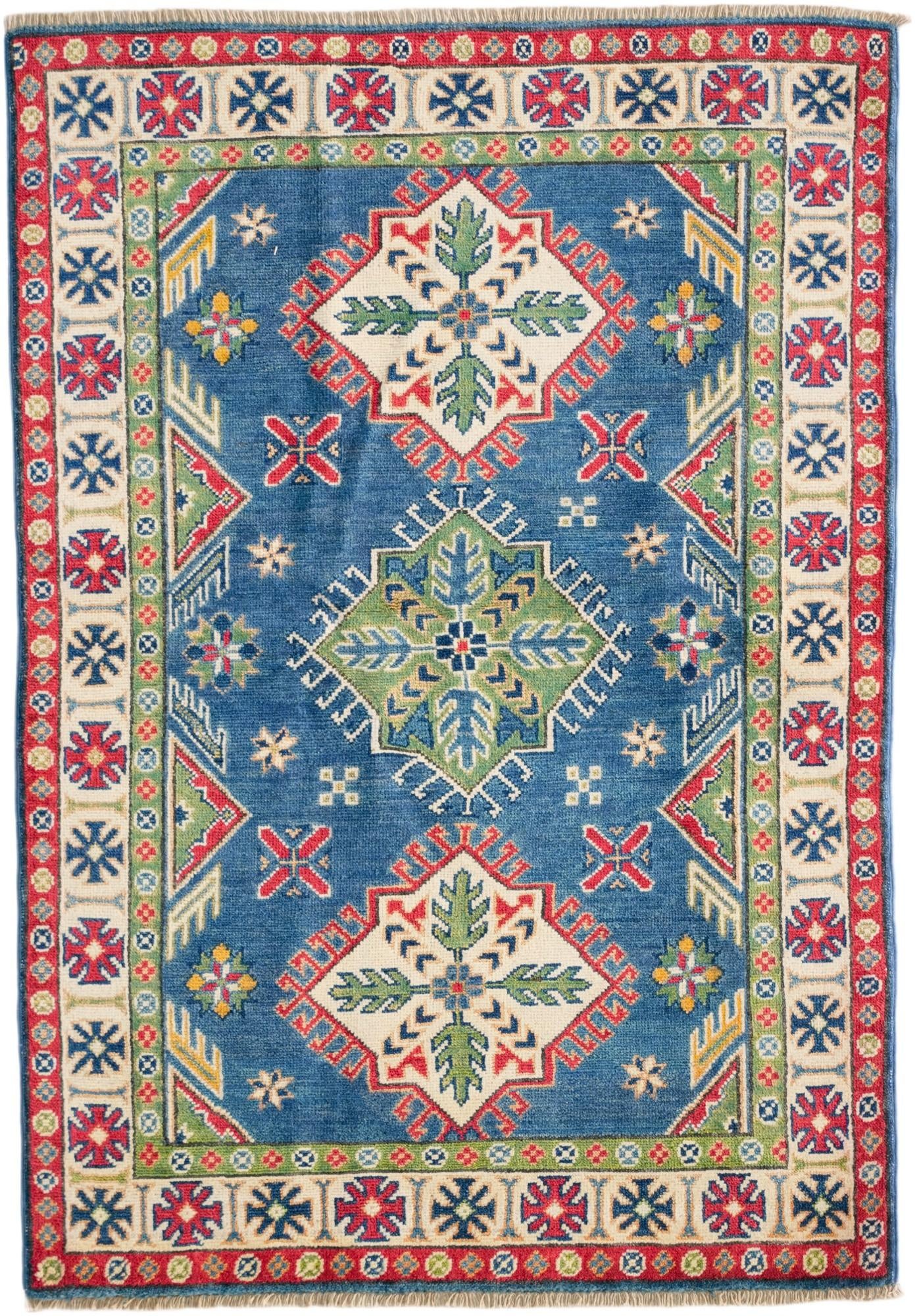 3' 4 x 4' 10 Hand Knotted Kazak Rug