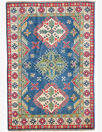 3' 4 x 4' 10 Hand Knotted Kazak Rug