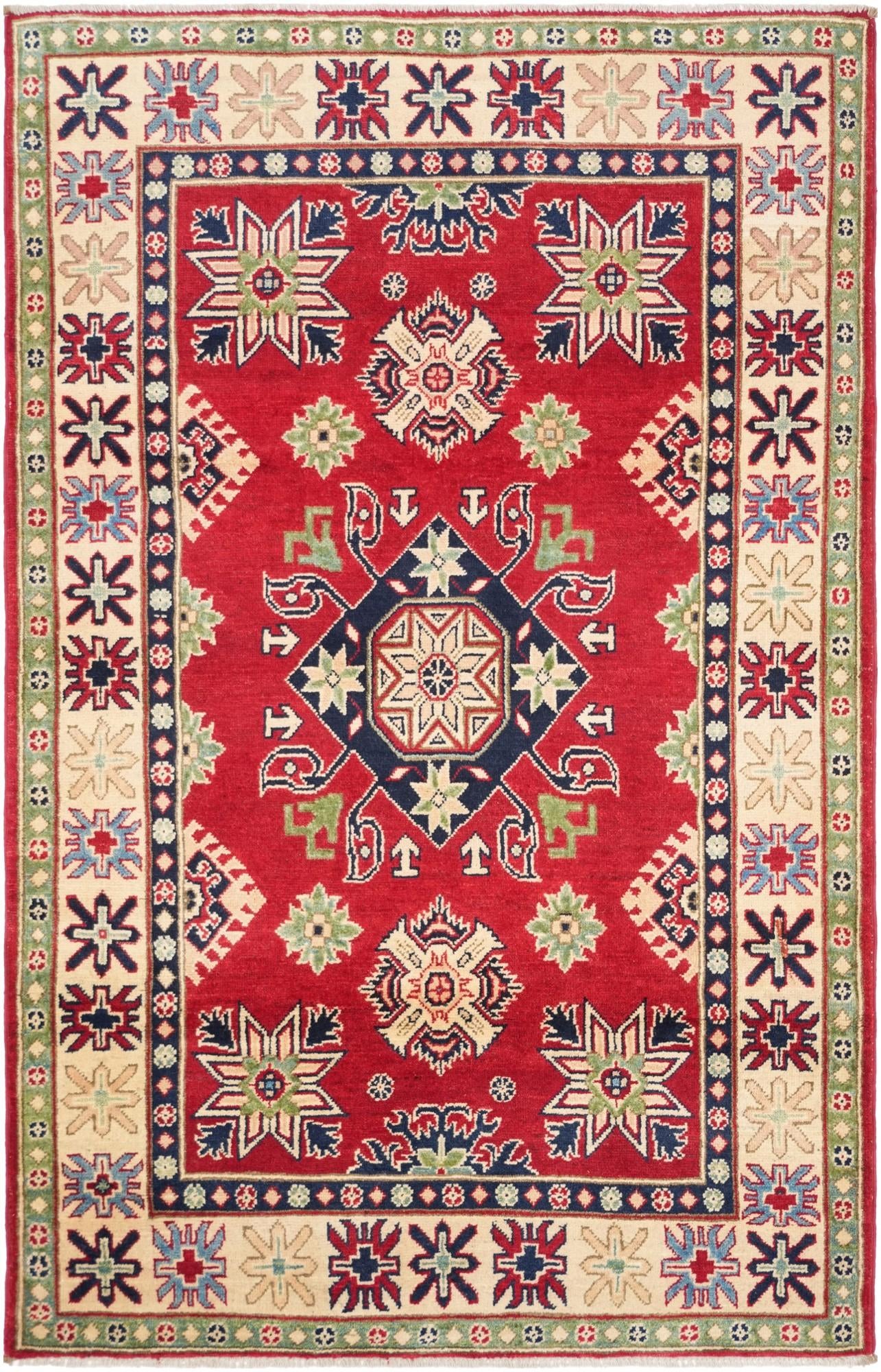4' 1 x 6' 5 Hand Knotted Kazak Rug