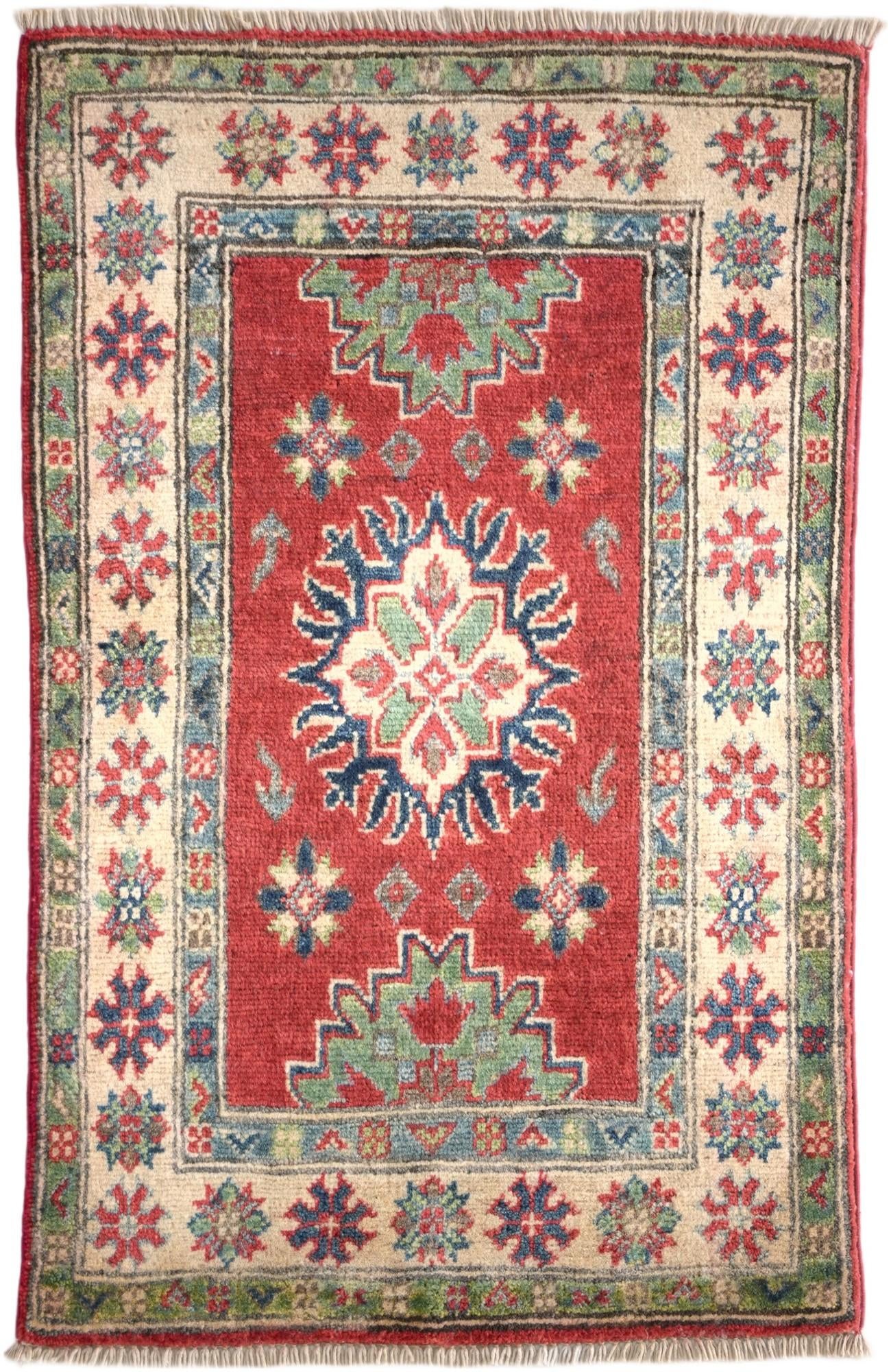 1' 11 x 3' Hand Knotted Kazak Rug