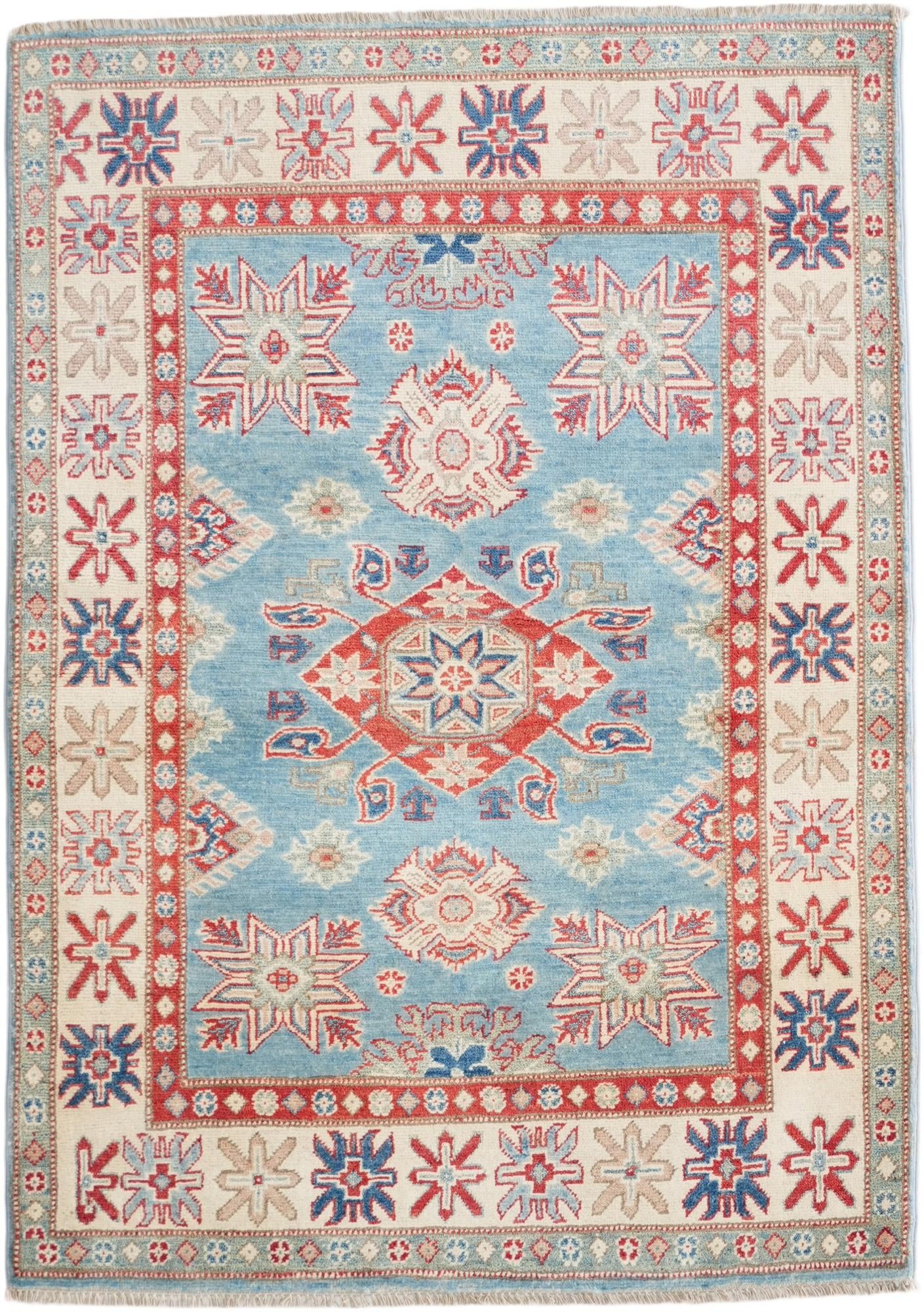 3' 4 x 4' 9 Hand Knotted Kazak Rug
