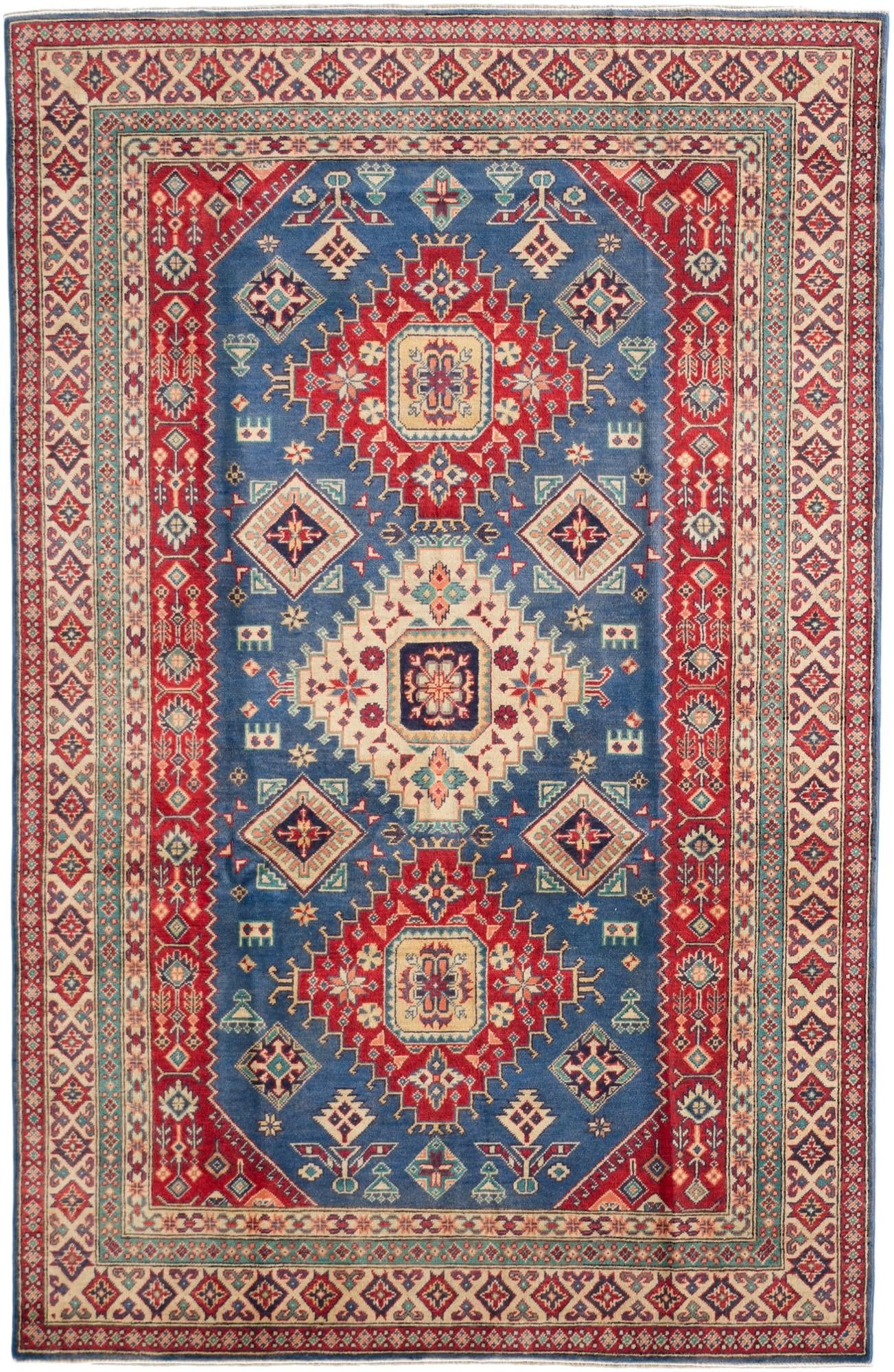 6' x 9' 2 Hand Knotted Kazak Rug