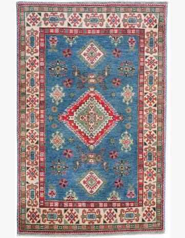 3' 3 x 4' 11 Hand Knotted Kazak Rug