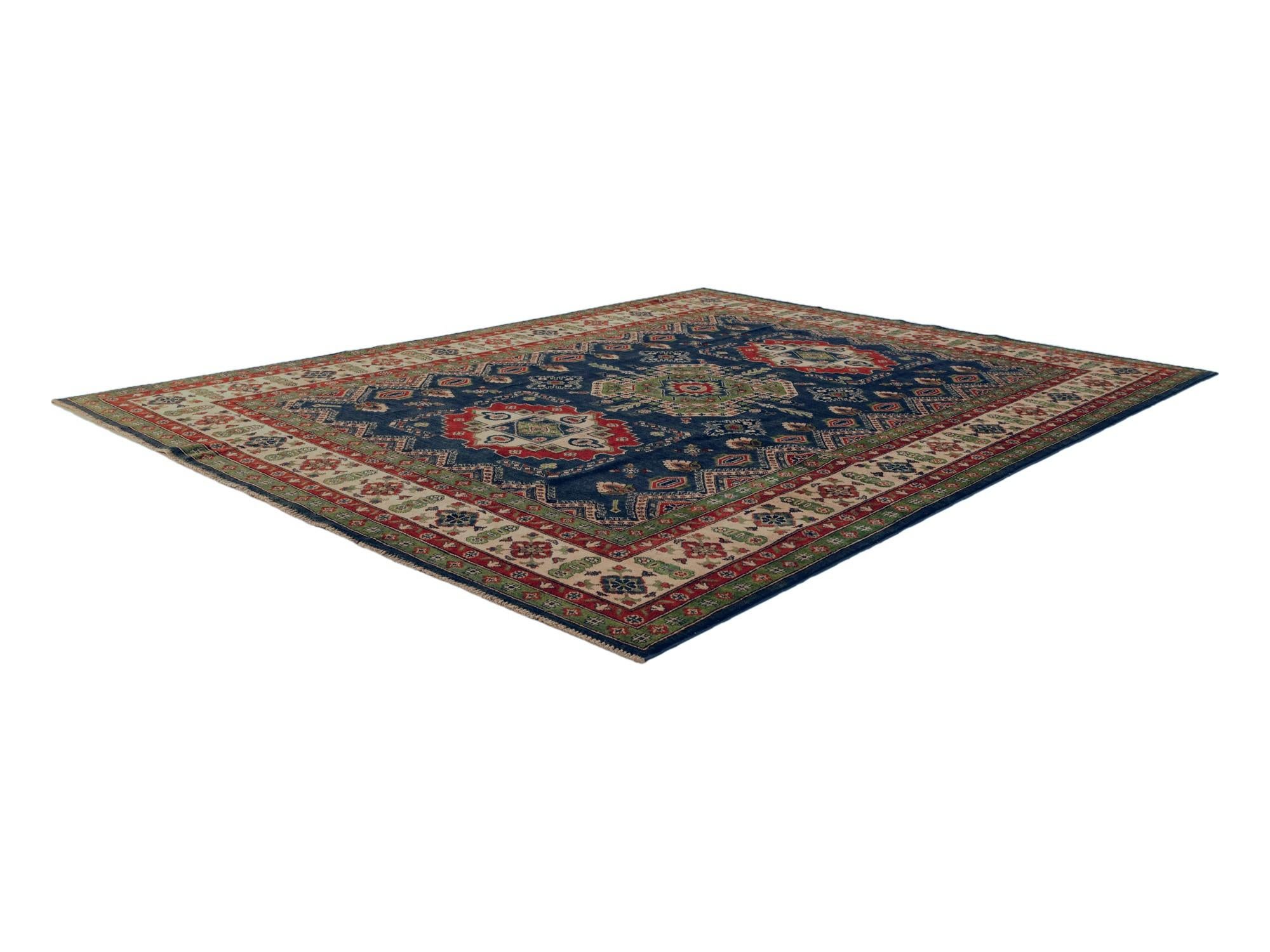 8' x 10' 3 Hand Knotted Kazak Rug